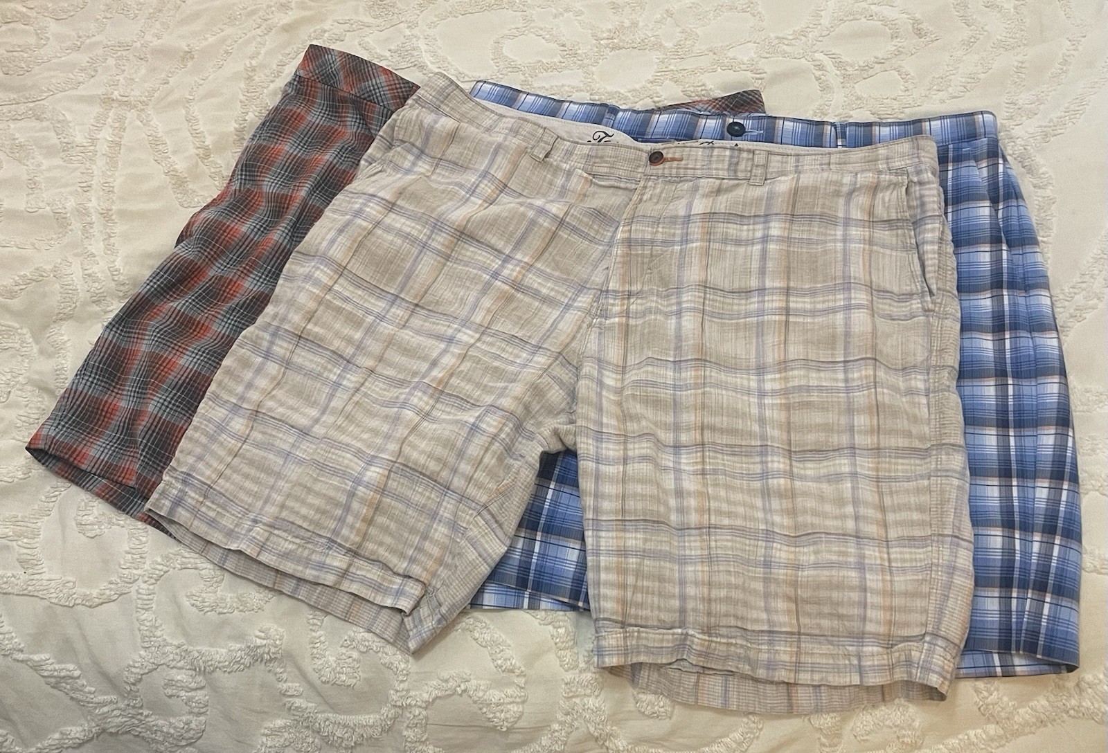 Tommy Bahama Lot Of 3 Plaid Shorts Men’s Size 42 Flat Front Various Designs