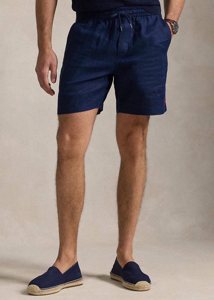 $115 Polo Ralph Lauren Men’s 6″ Polo Prepster 100% Linen Shorts Navy Size L