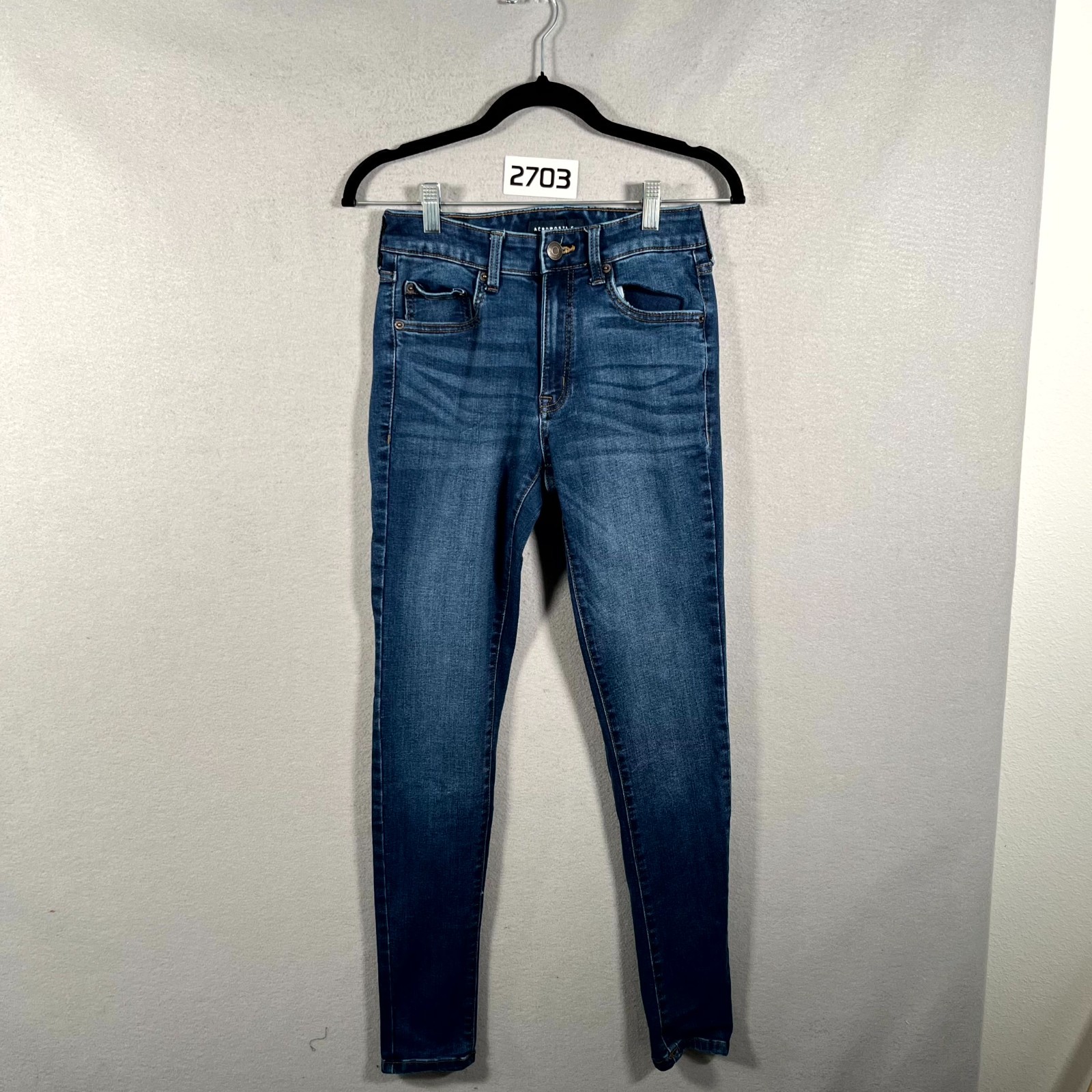 Aeropostale Jeans Womens 4 Blue Denim 5 Pockets Medium Wash High Rise Jegging