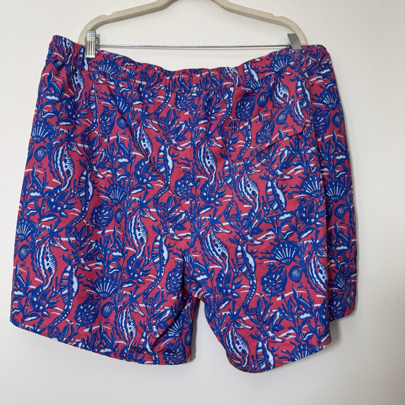 Vineyard Vines Men’s Swim Trunks Shorts Size XXL Pink Seahorse Print Drawstring