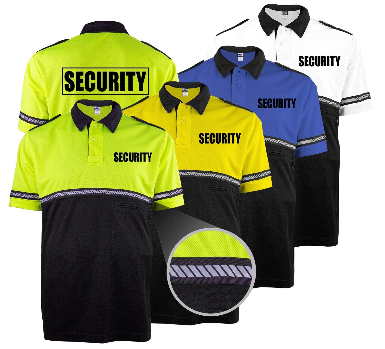 First Class Two Tone Security Bike Patrol Shirt with Zipper Pocket and Hash Stri