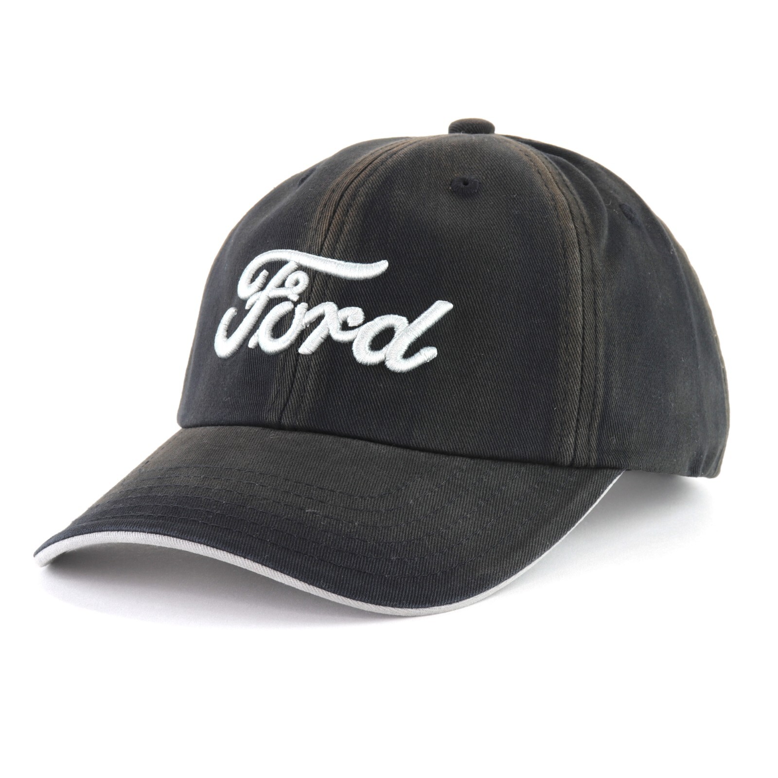 Ford Logo Black Chemical Washed Embroidered Baseball Hat Ball Cap Unstructured
