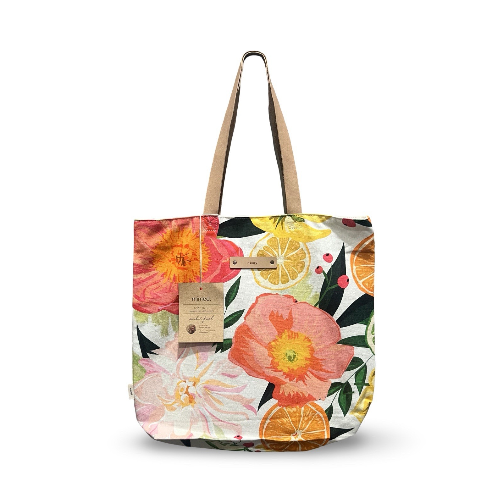 Minted Tote Bag Personalized “sissy” approx. 15x16x3.5 inches