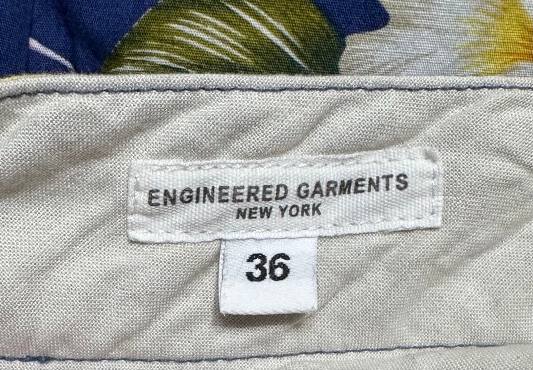 Engineered Garments Floral Shorts USA Made Size 36 Hibiscus Botanical Blue F/S