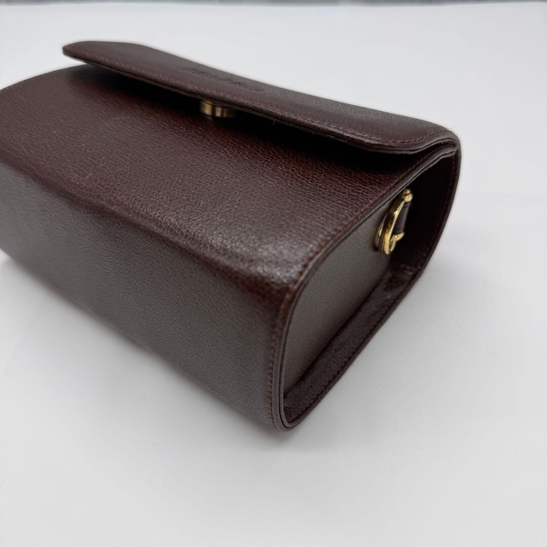 MaxMara Brown Leather 2Way Mini Top Handle Crossbody Flap Bag Italy Gold Logo