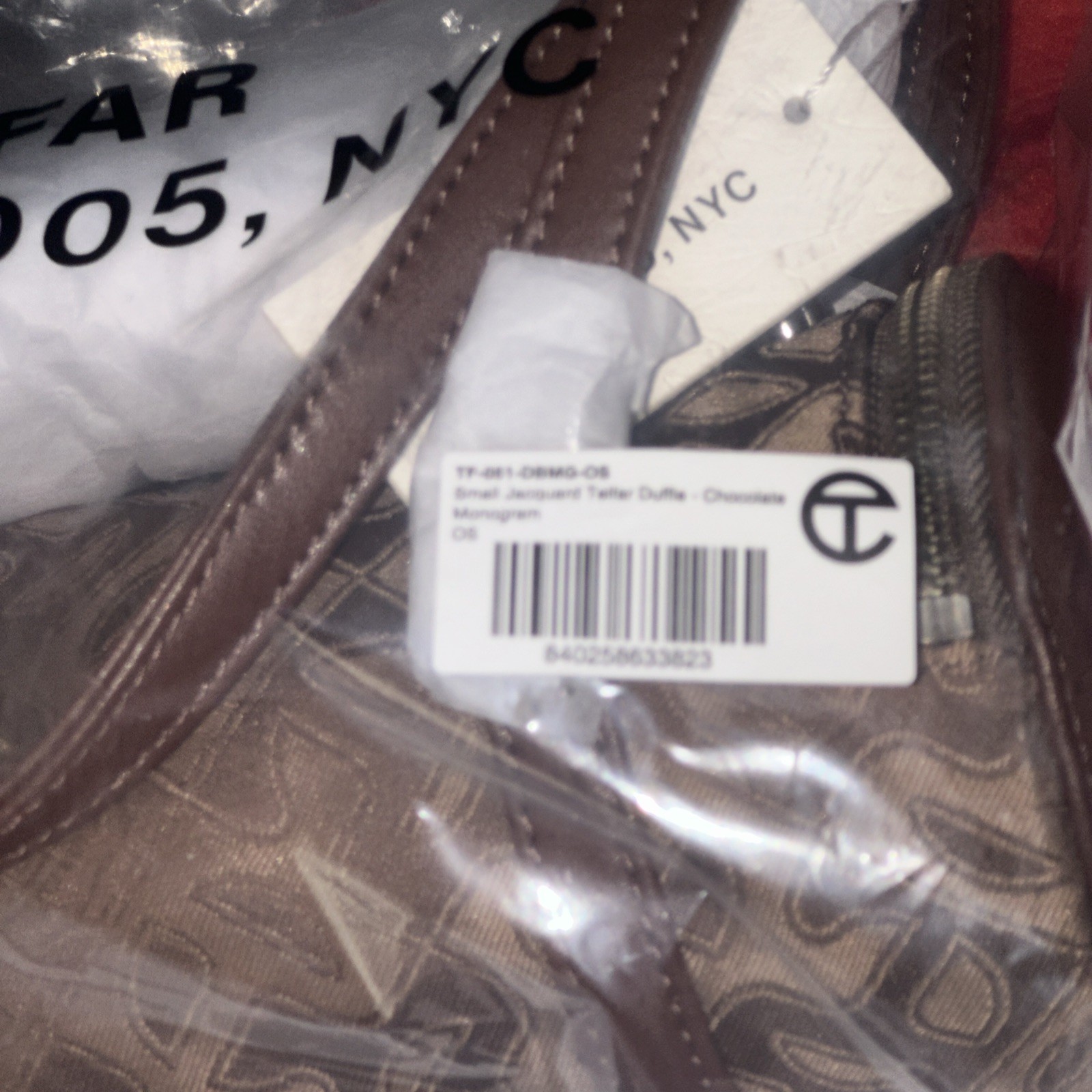 Telfar Small Jacquard Duffle Chocolate Monogram Brand New with Tags & Dust Bag