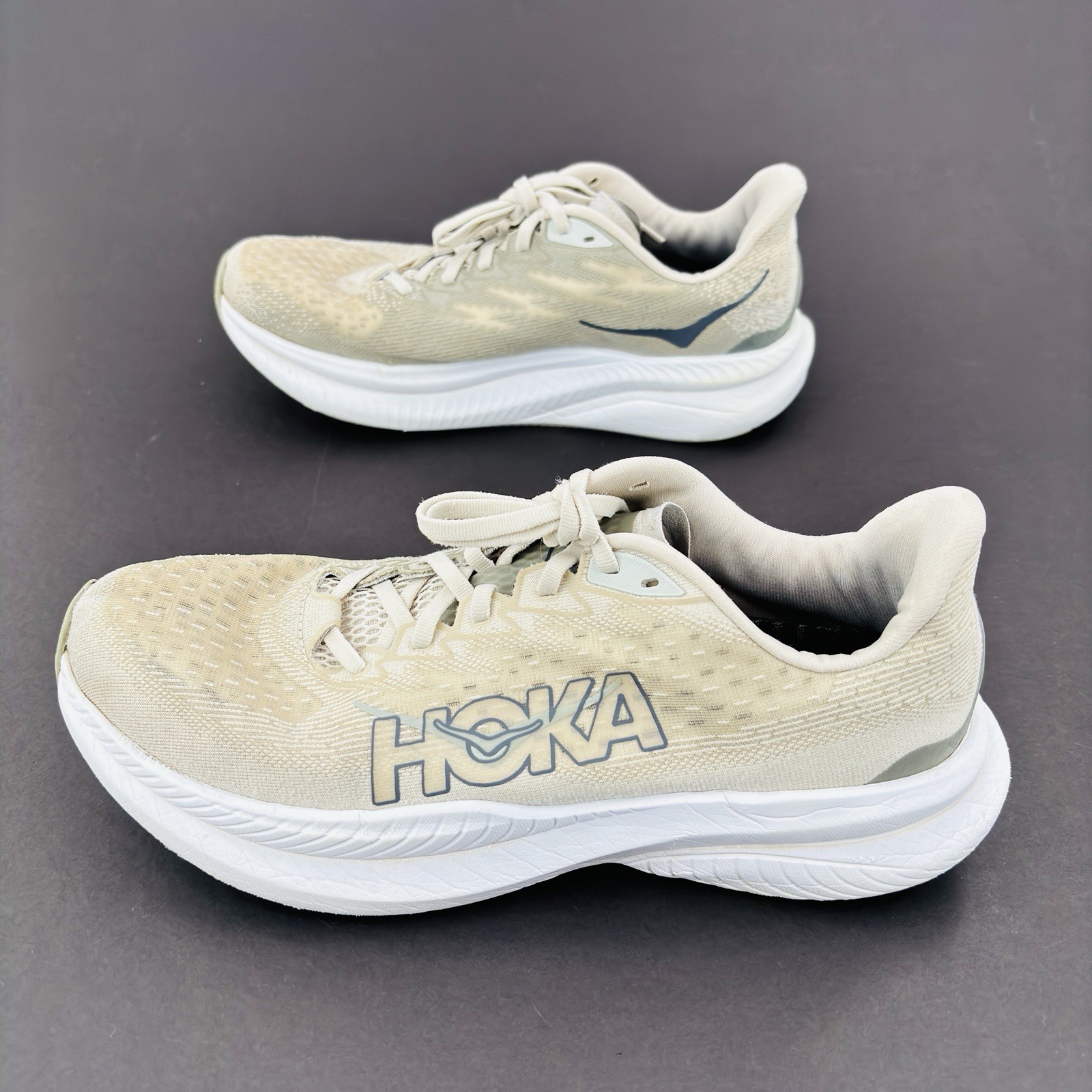 Mens 10 D Hoka One One Mach 6 Running Shoes Oat Milk Barley Athletic Sneakers