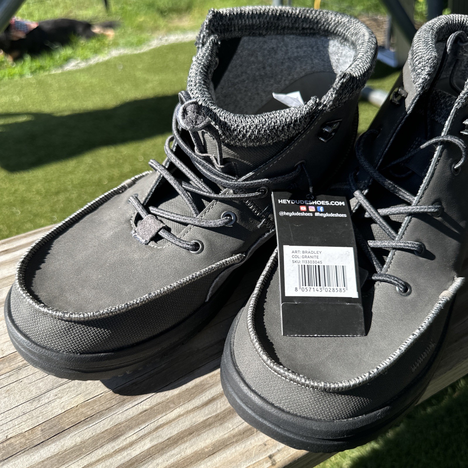[Sz 11] Hey Dude Bradley Waxed Canvas Boots Granite Black Men’s New W/Tags