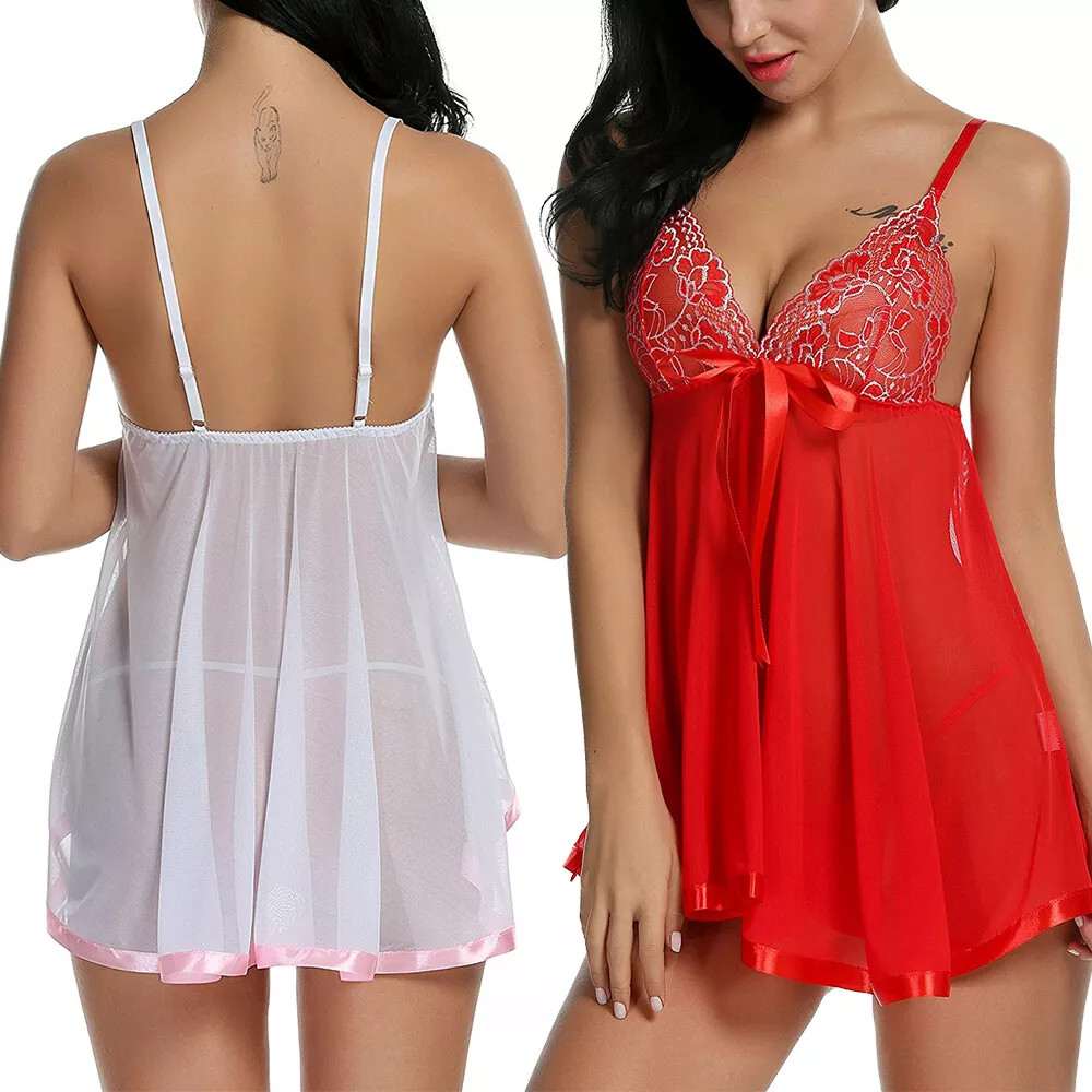 Women’s Sexy Lingerie Babydoll Sleepwear Underwear Lace Dress G-String Nightwear