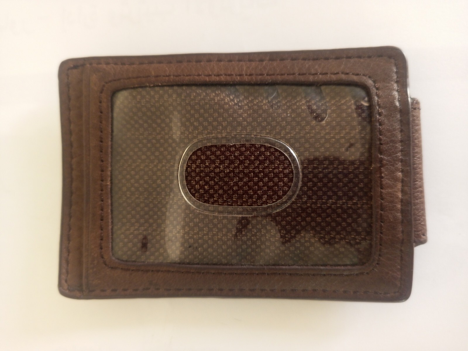 Vintage Fossil Brown Leather Magnatic Walet Business Cards Holder For Men Gift