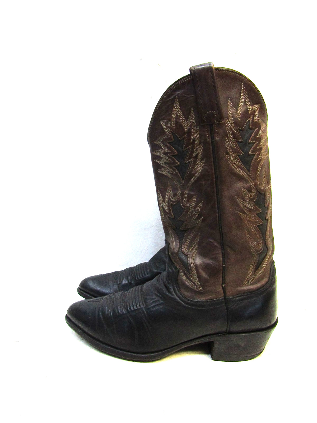 Dan Post Mens Size 8.5 EW Black Brown Leather Western Cowboy Boots