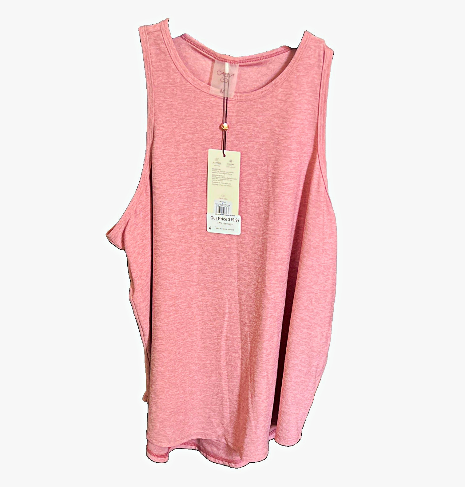 CALIA LustraLux Cutaway Tank Top Womens M Pink Heather Relaxed Yoga Stretch