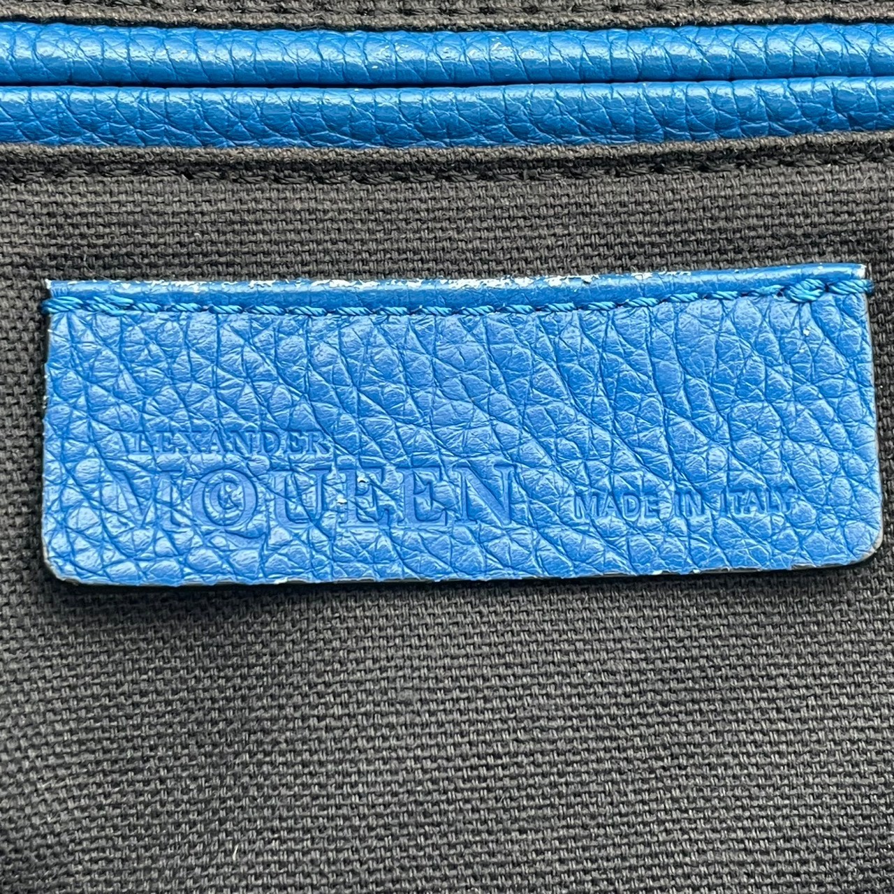 Authentic Alexander McQueen Padlock Zip-Around Tote Bag Blue Leather Elegant
