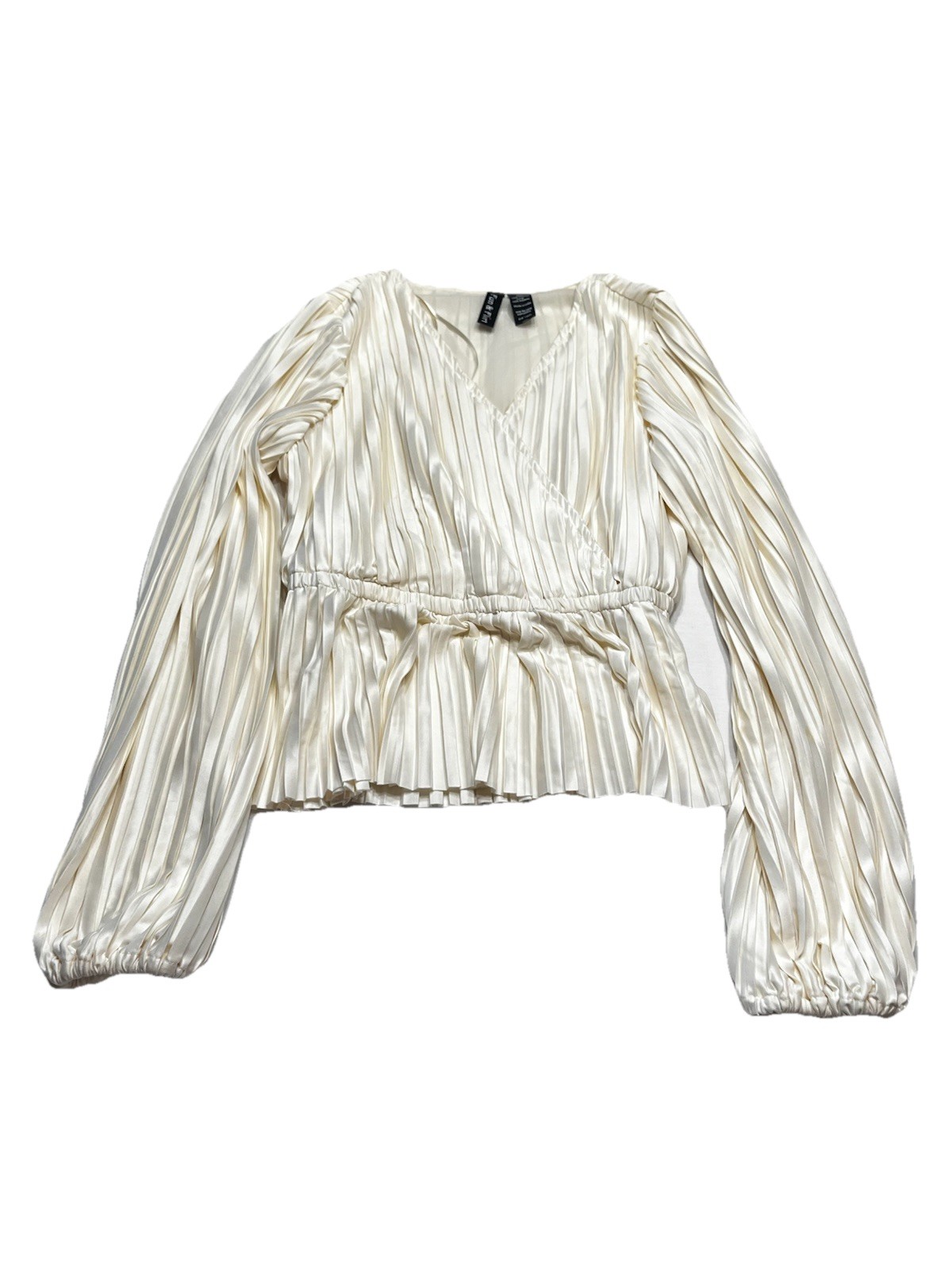 Fun And Flirt Women’s Deep Plunge V Neck Long Sleeve Top Ivory Size 10 Rd Descri