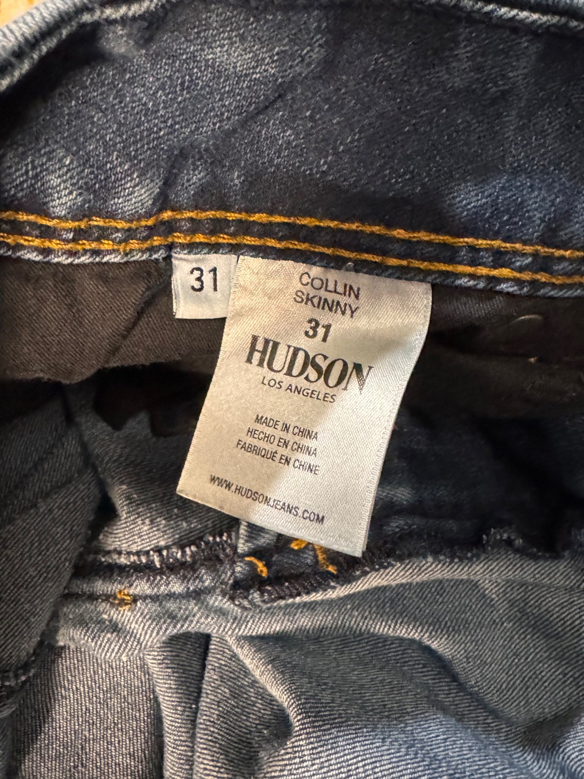 Hudson Jeans Womens 33 Collin Skinny Blue Flap Pocket Stretch Mid Rise Denim