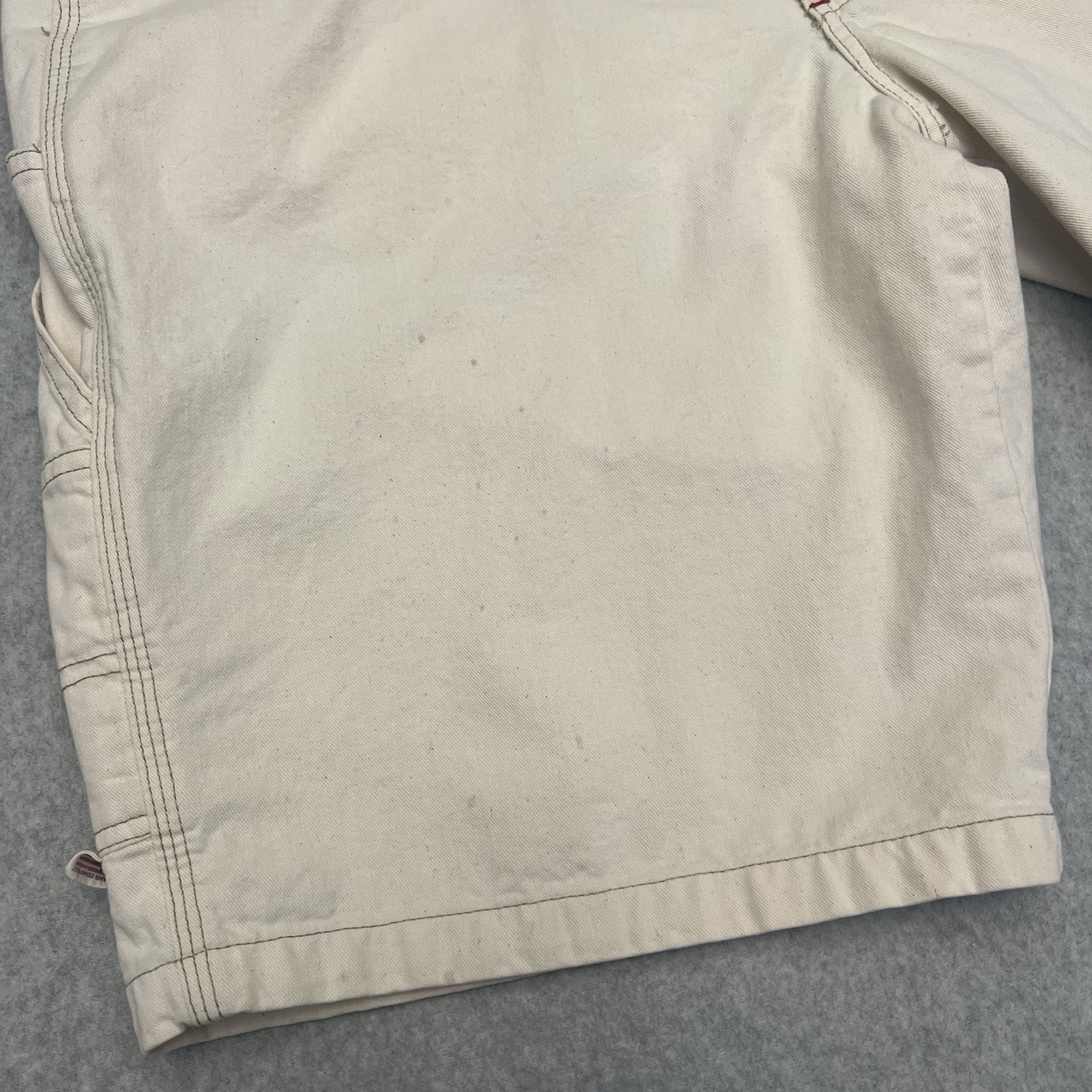 Polo Jeans Shorts Men’s 34 Beige Carpenter Hammer Loop Baggy Wide Leg Flag Logo
