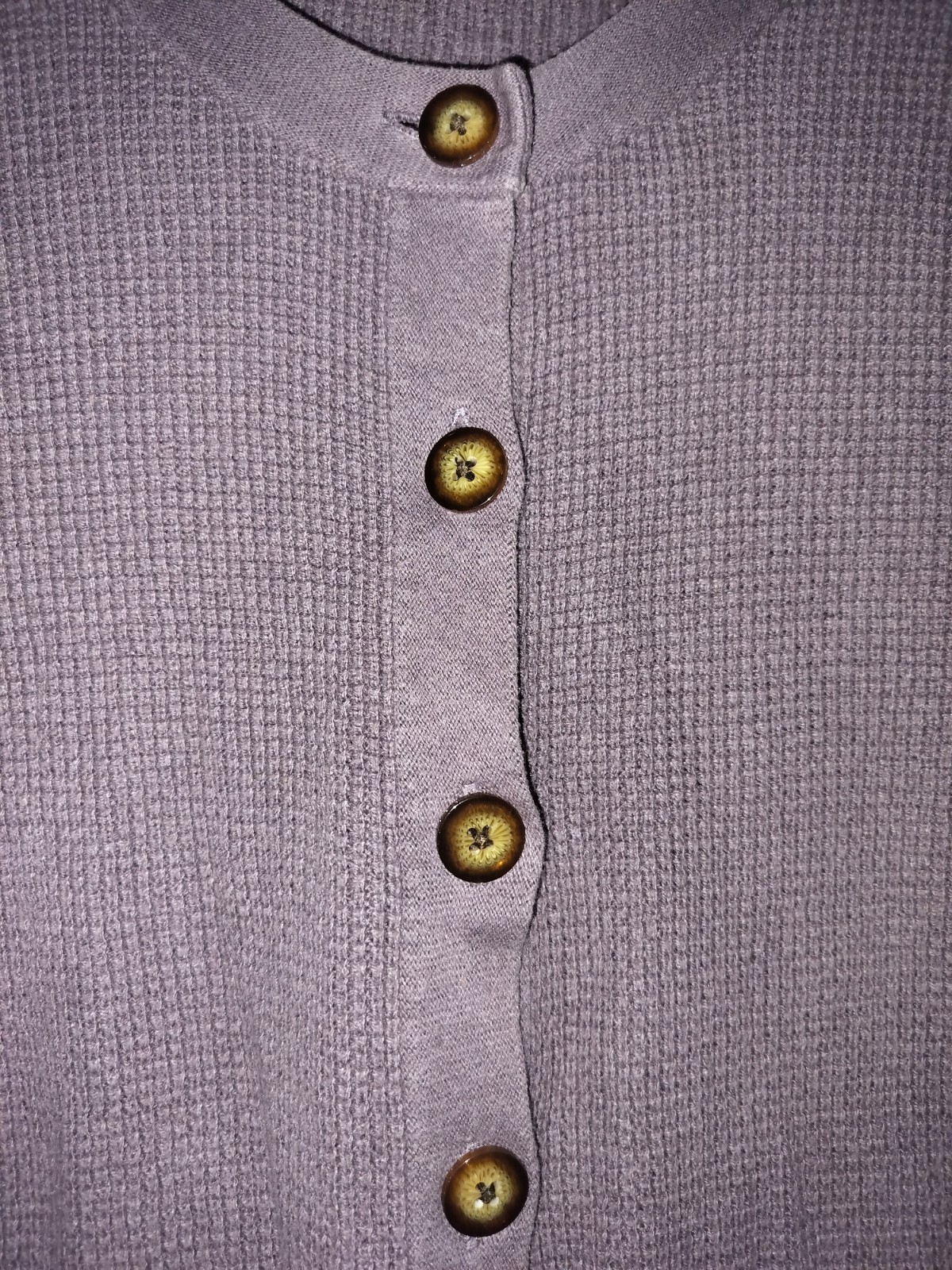 Eddie Bauer Cardigan Thermal Purple Size Large Long Sleeve Elbow Pads