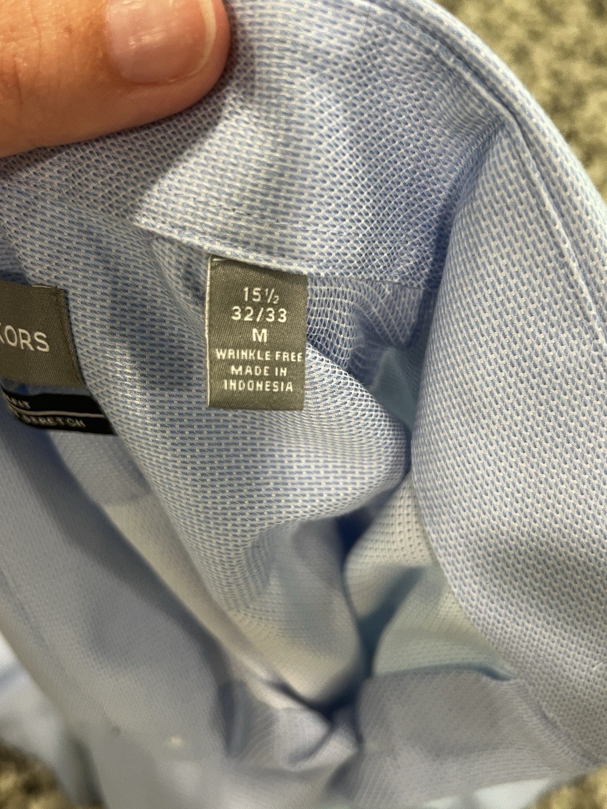 Michael Kors Long Sleeve Slim Fit Comfort Stretch Dress Shirt Blue, 15.5-32/33