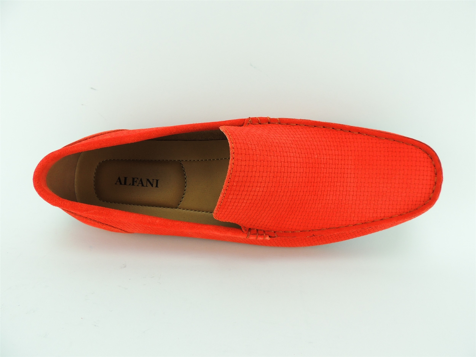 Alfani Men’s Kendric Textured Drivers Orange Suede Size 10 M