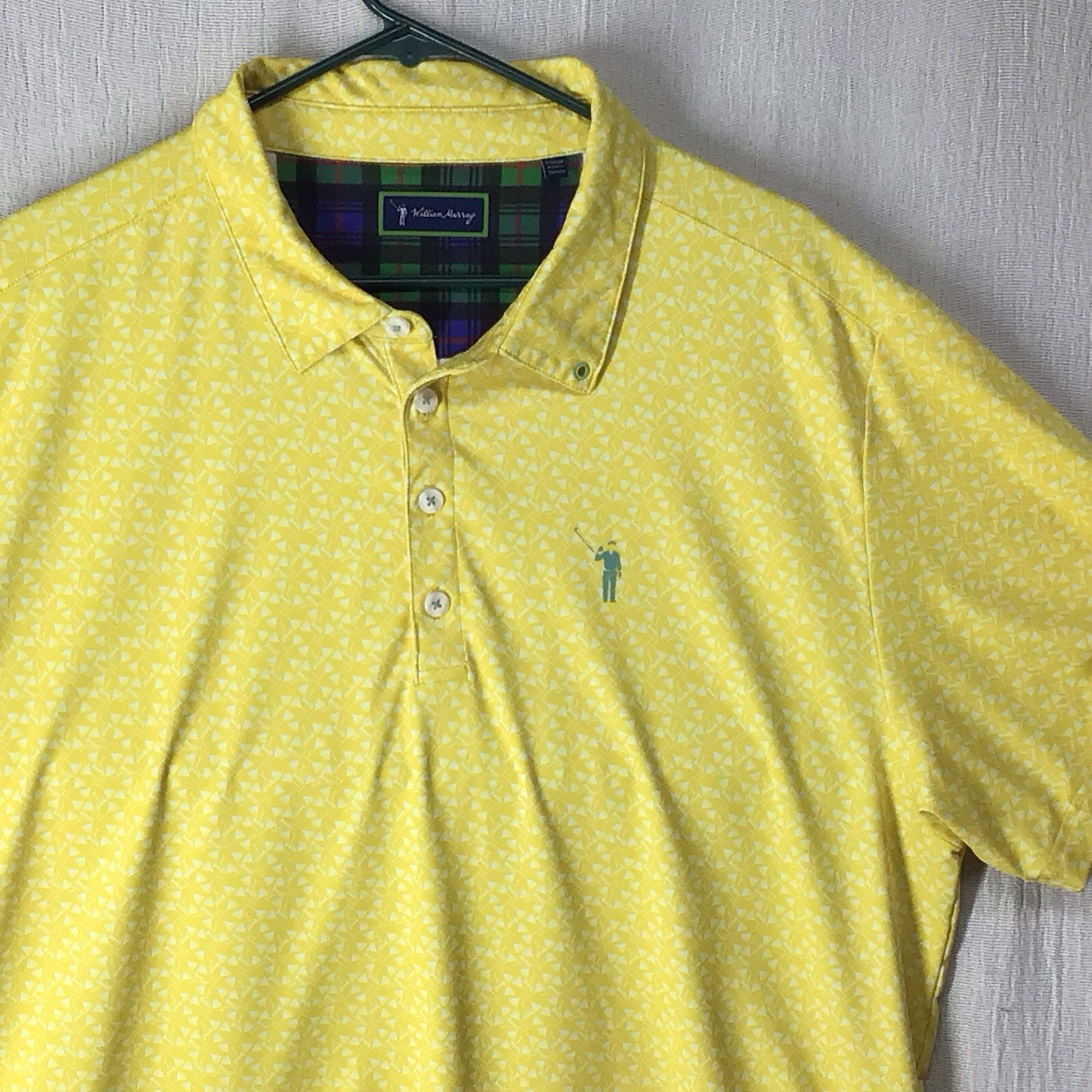 William Murray Polo Men’s XL Yellow Martini Glasses Print Stretch Performance
