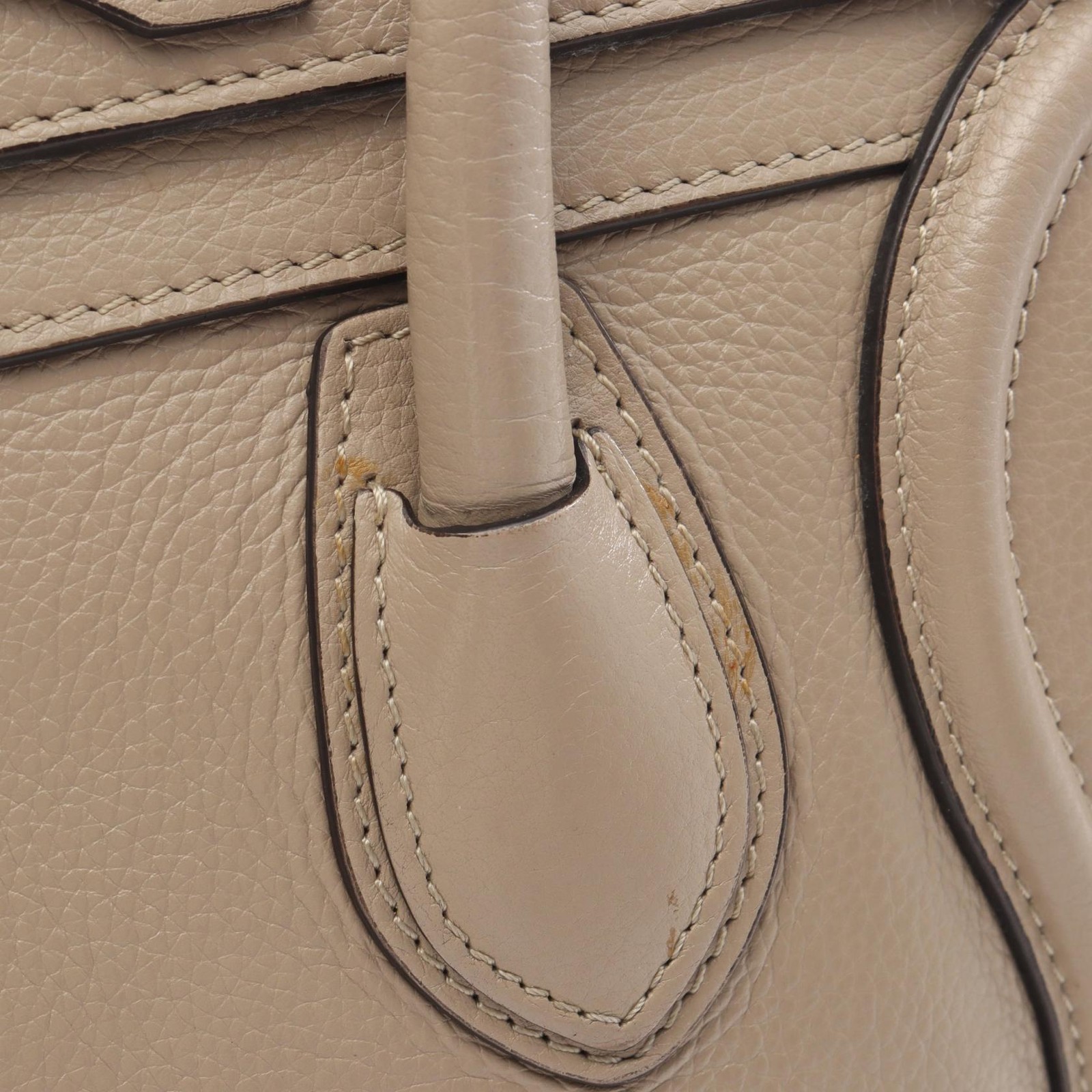 CELINE Luggage Micro Shopper Tote Handbag leather Beige Used Women