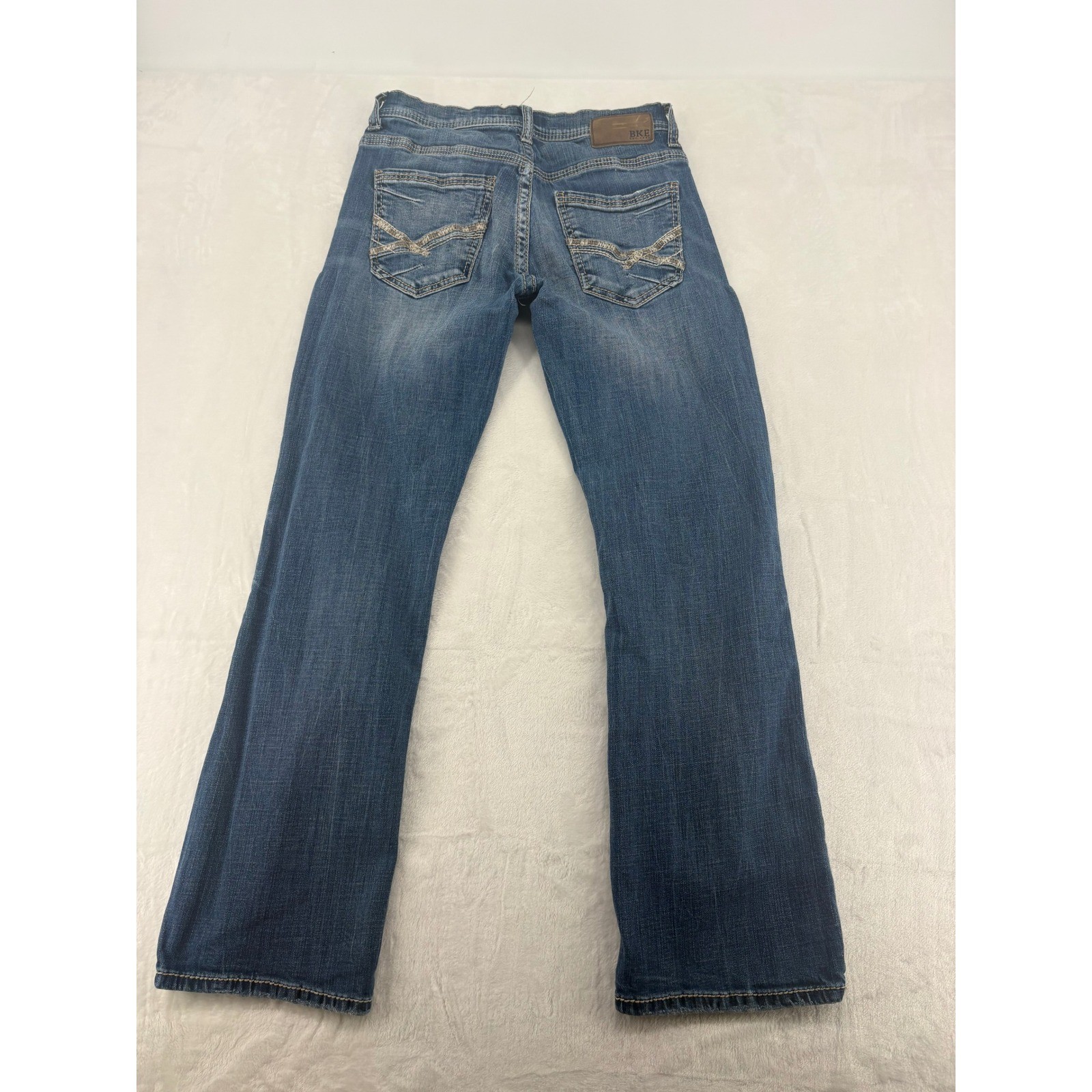 BKE Aiden Jeans Mens 29×30 Straight Leg Blue Medium Wash Heavy Stitching