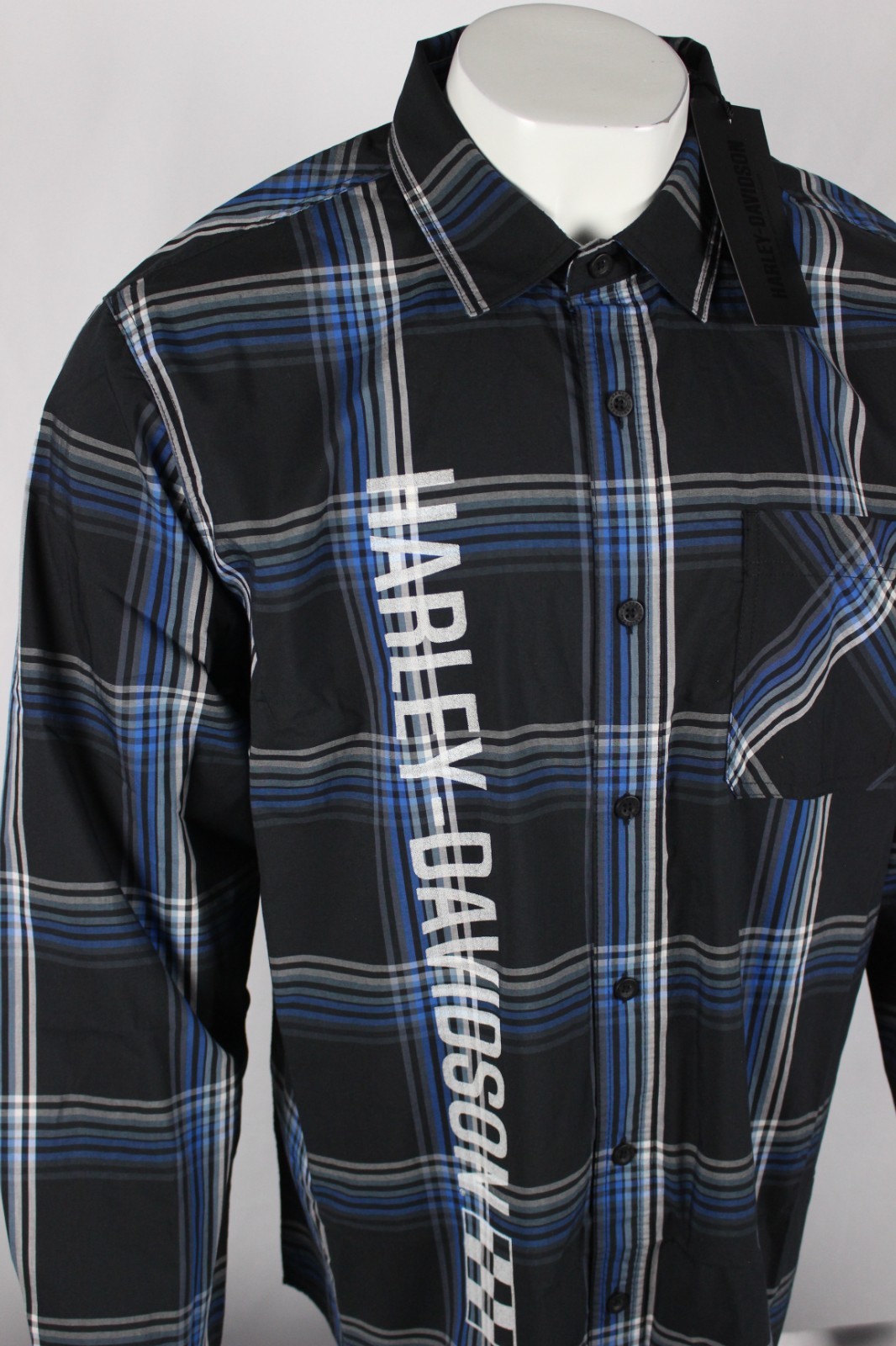 Harley Davidson Men’s The Bagger Long Sleeve Button Shirt Black Plaid