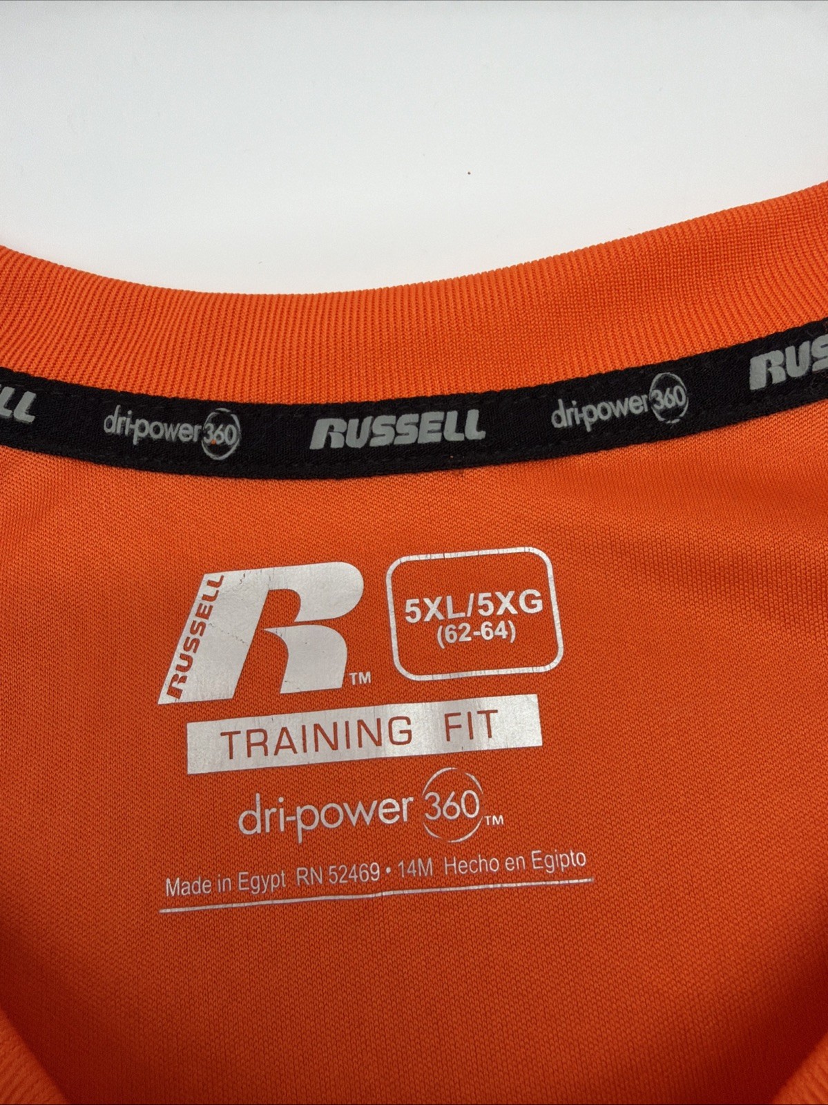Russell Training Fit Dri-Power 360 T-shirt Men 5XL Orange & Gray Logo.#47854