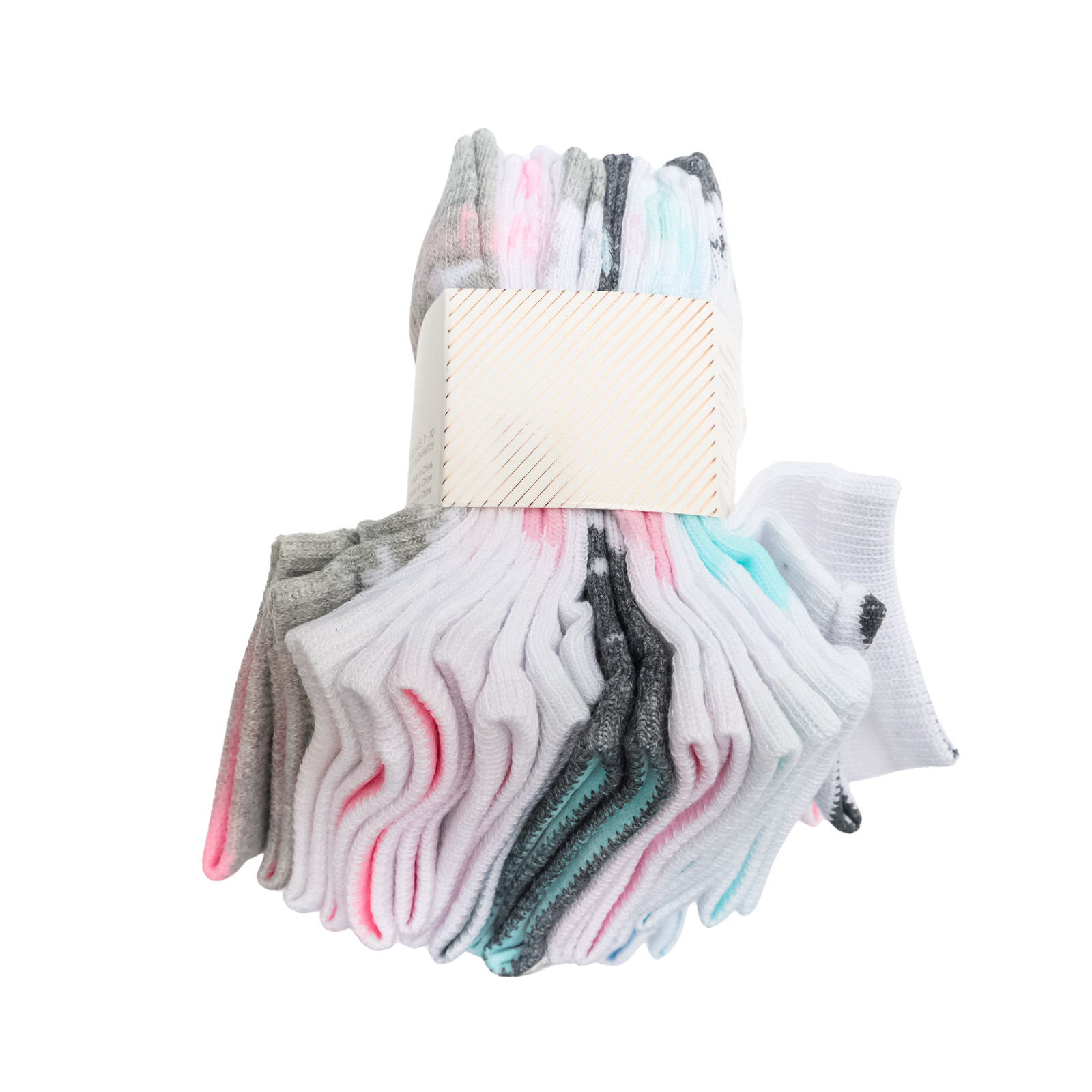 DANSKIN GIRLS 20 Pairs No Show Socks Shoe Size 7-10 Pink Gray Blue White New