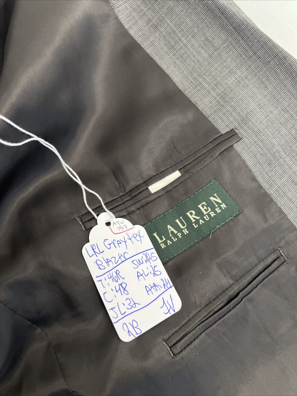 Lauren Ralph Lauren Men’s Gray 100% Wool Blazer 46R $595 Two Button