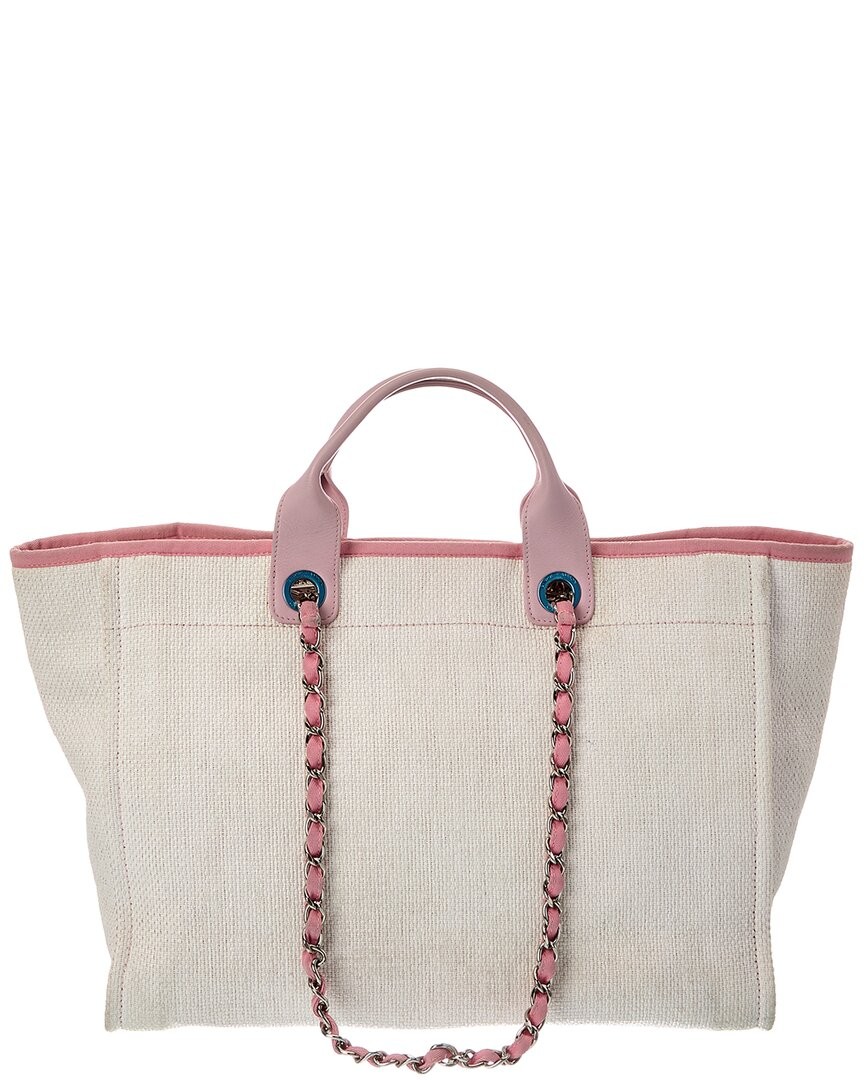 Chanel White Monogram Canvas Deauville Tote (Authentic Pre-Loved) Women’s