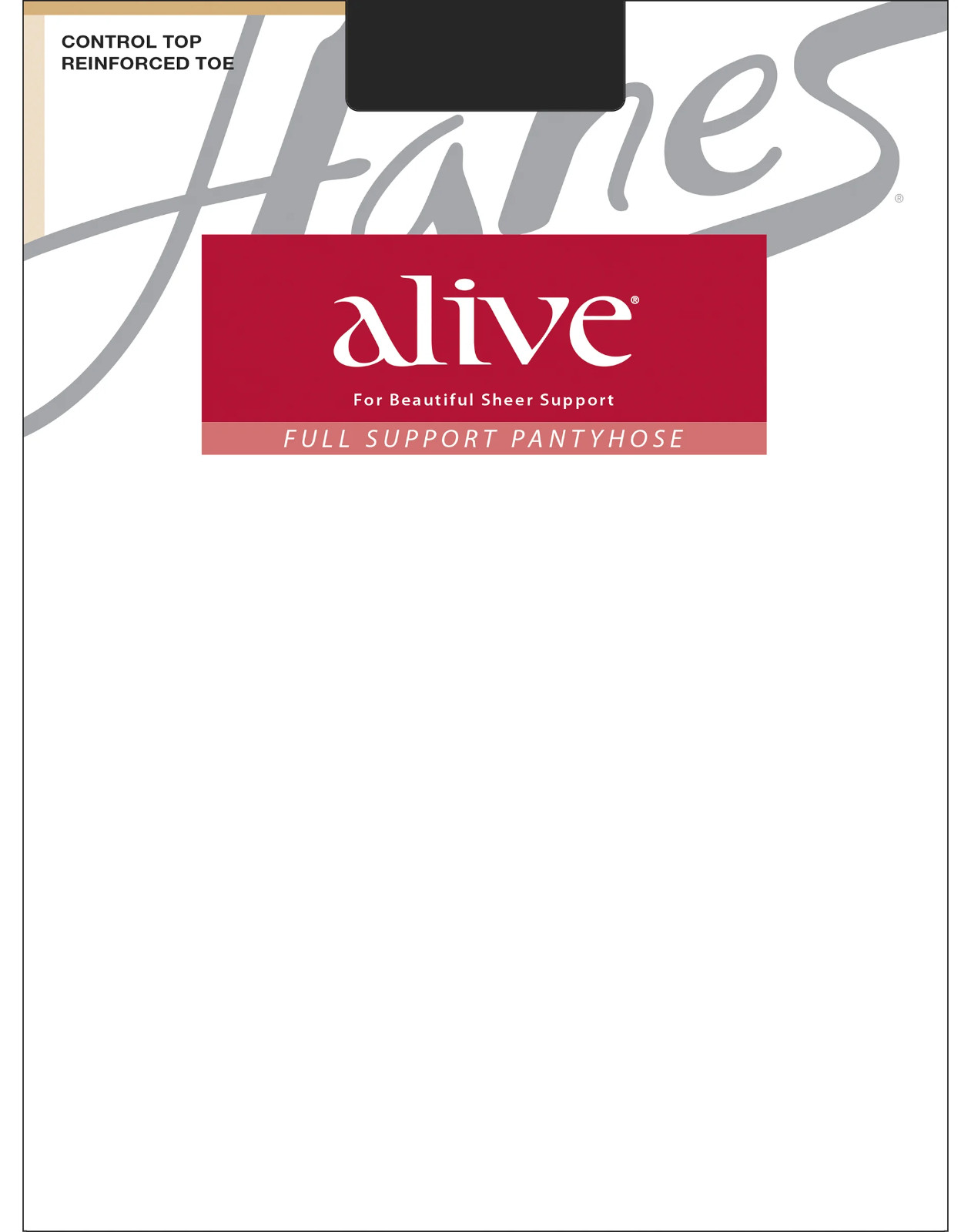 6 Hanes Alive Pantyhose Full Support Control Top Reinforced Toe Size E JET