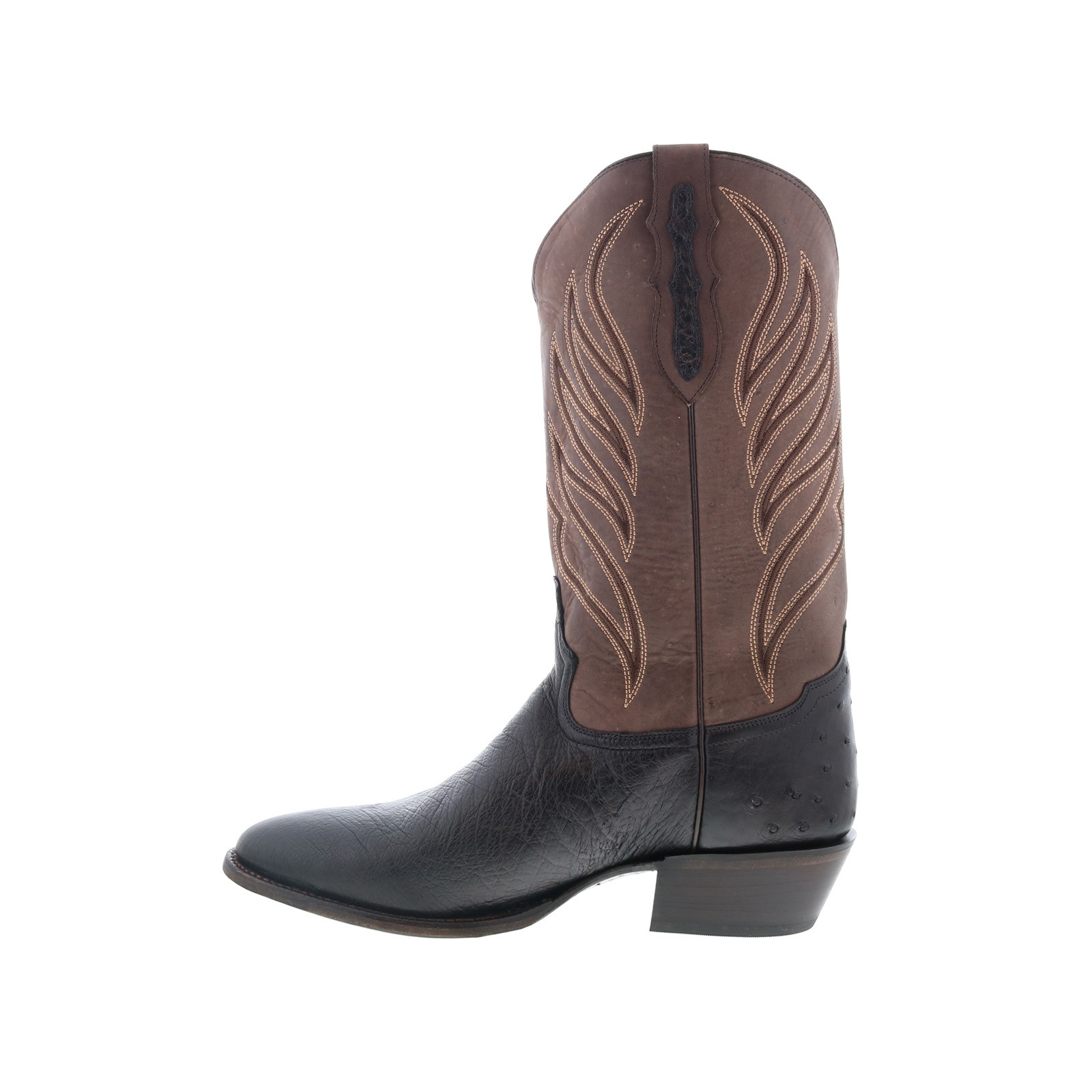 Tony Lama Ray Smooth Ostrich Round Toe Mens Black Wide Cowboy Western Boots