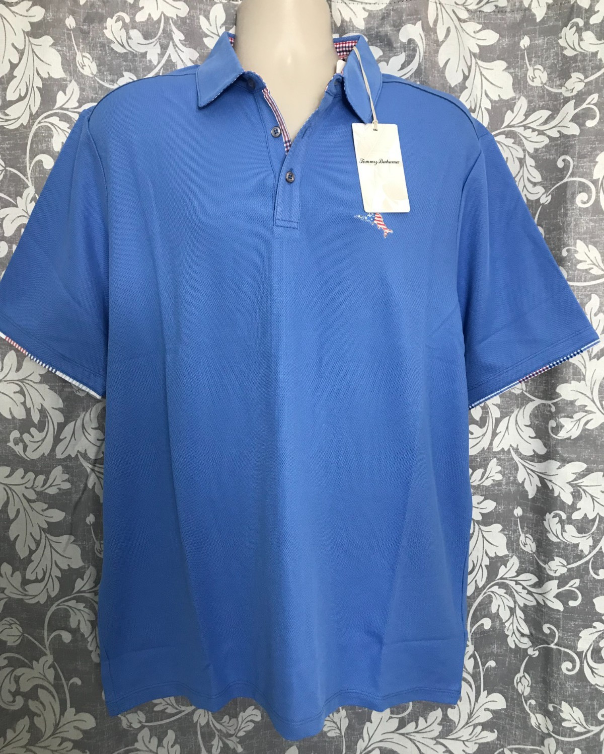 Tommy Bahama BT Men’s Size LT Bluebell Summer Lake Check Five Oclock Golf Polo