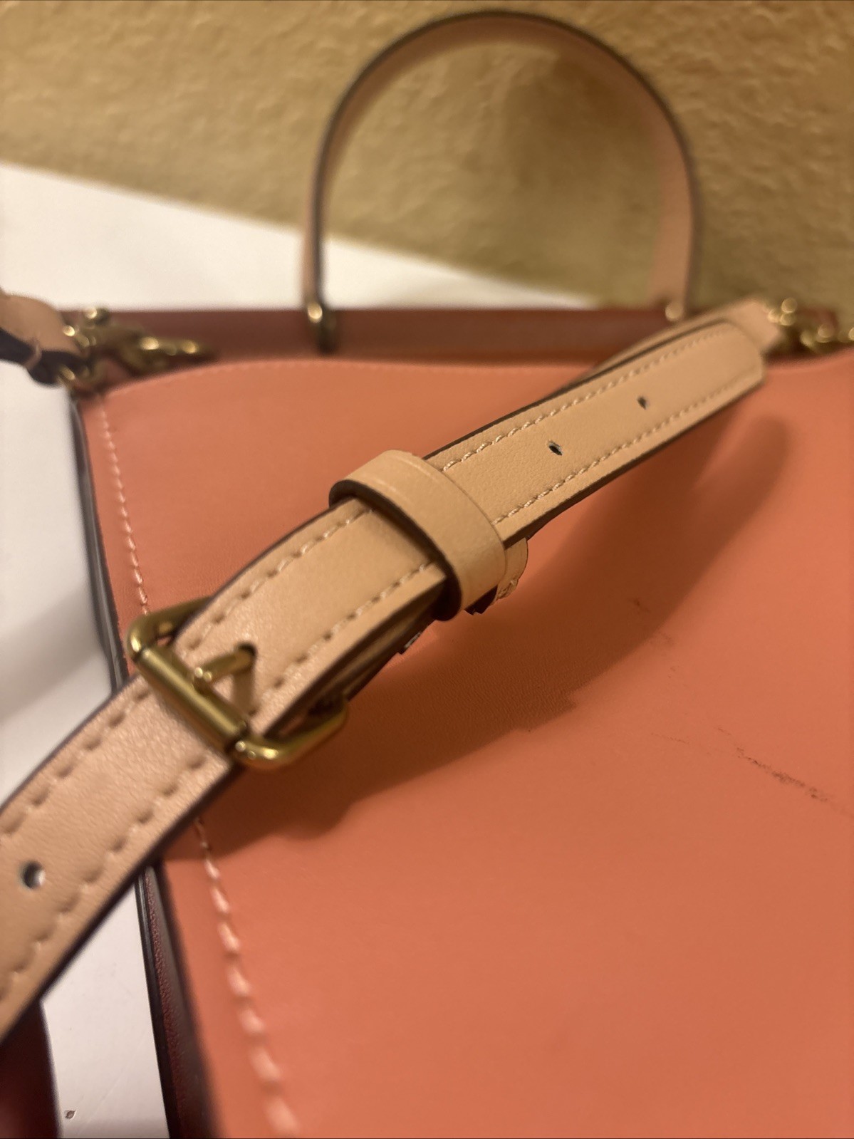COACH WILLIS 2 Tone Brown LEATHER 2-WAY W HANDLE CROSSBODY BAG 10” Stain (o66