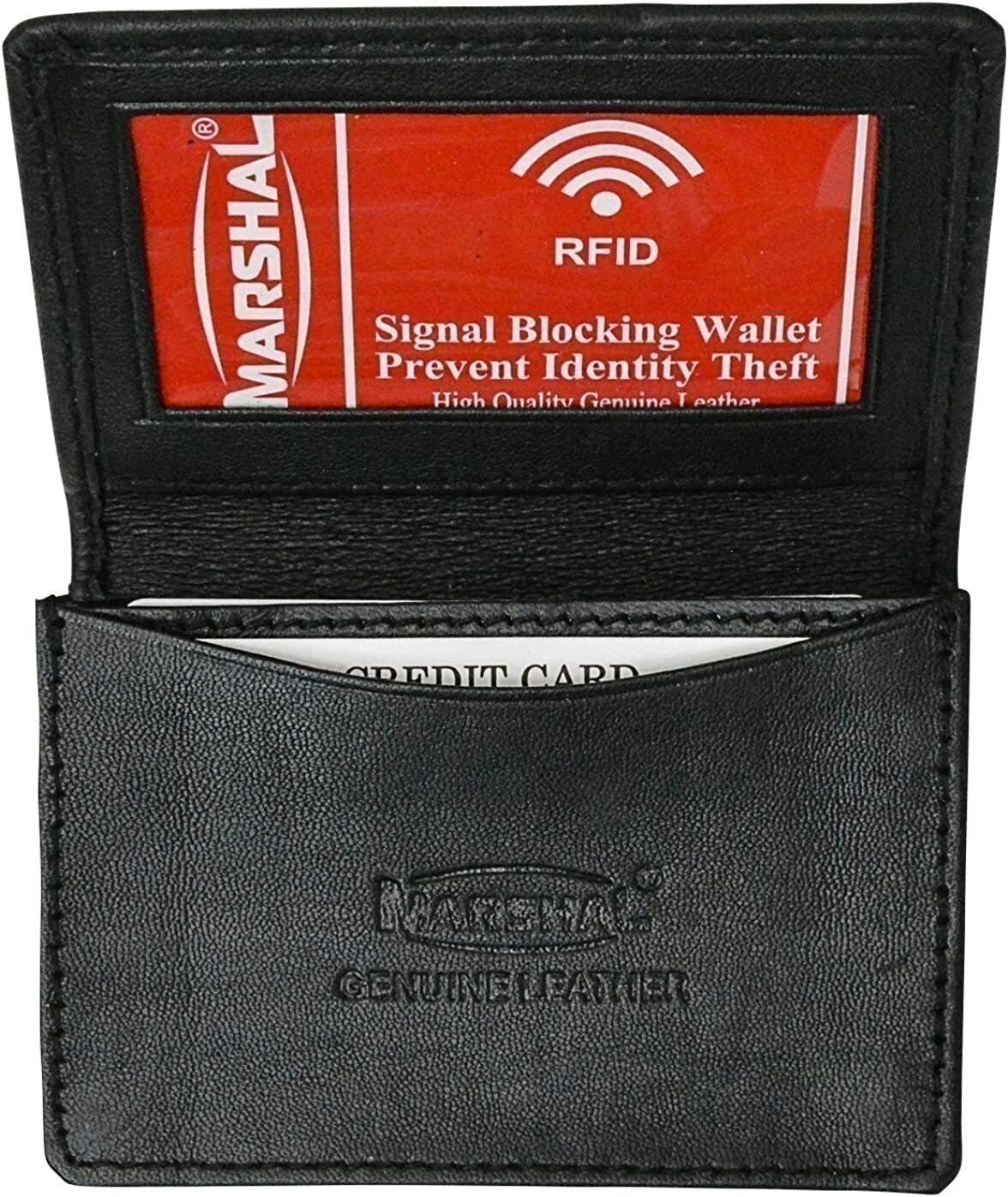 Marshal Wallet Genuine Leather Thin Business Card Case Minimalist Wallet