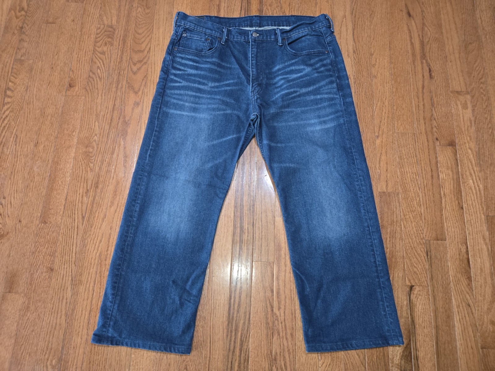 MENS LEVI’S 569 38X30 (FIT 38X28) LOOSE STRAIGHT FIT DARK BLUE JEANS A+ HEM JOB