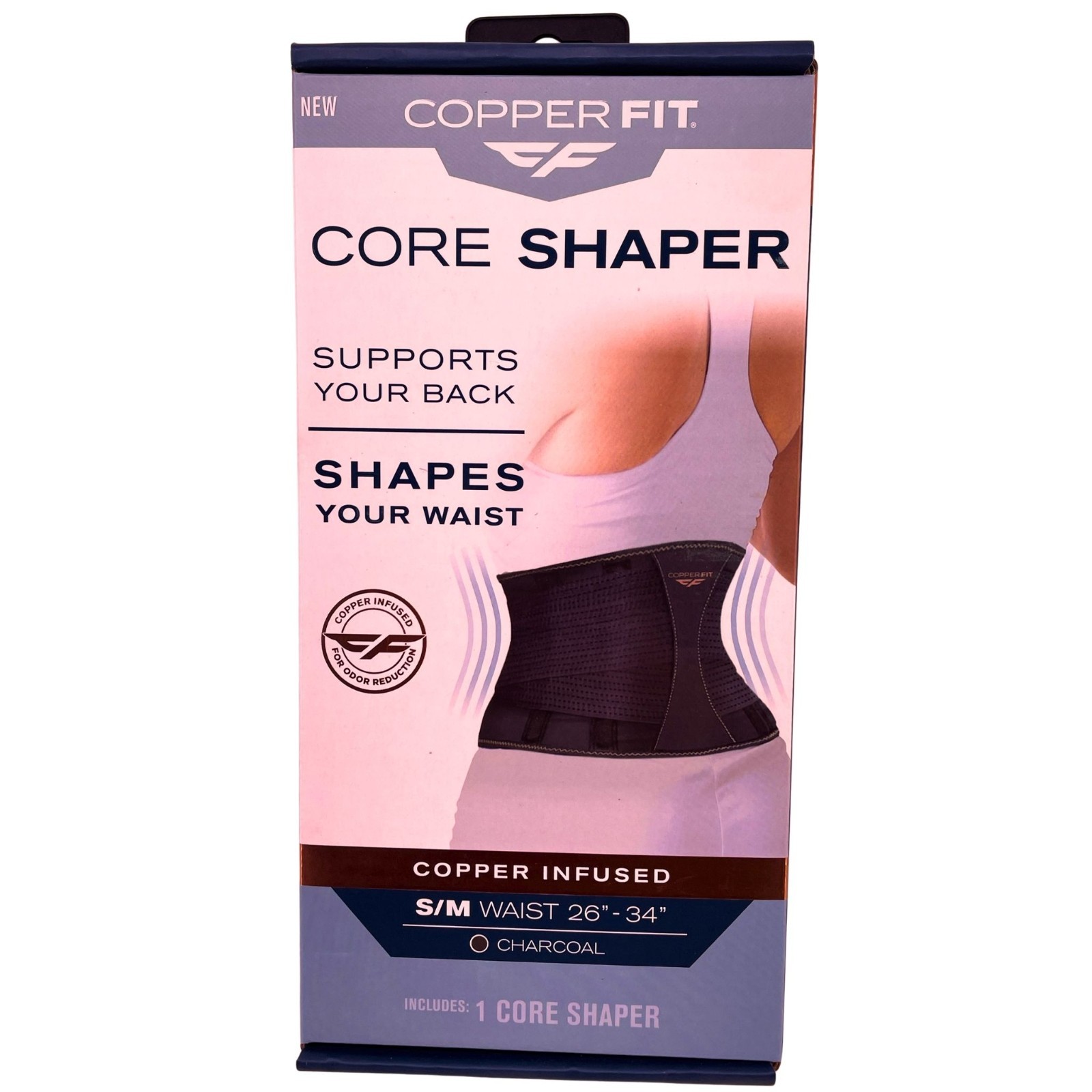 Copper Fit Core Shaper Charcoal S/M (26″-34″) – 1 Pack – New