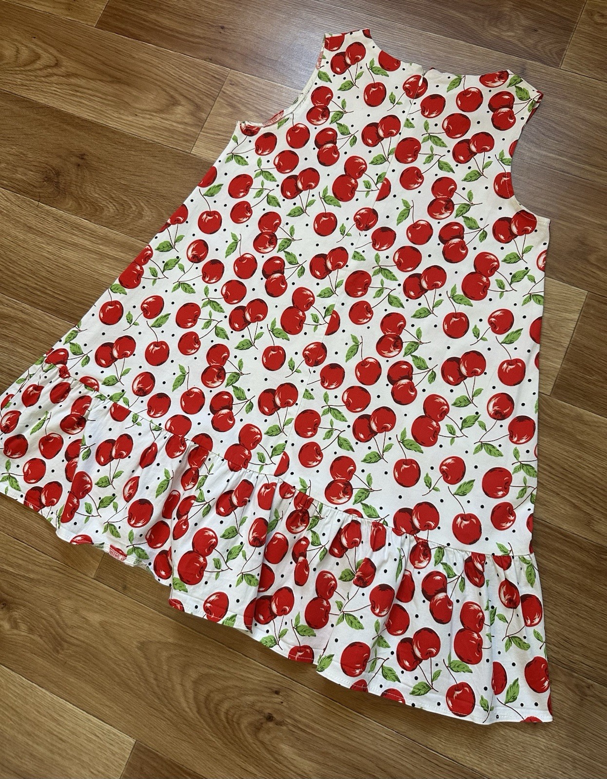 Dolce & Gabbana Vintage Cherry Print Dress Polka Dot Cotton A-Line Mini IT 42 S