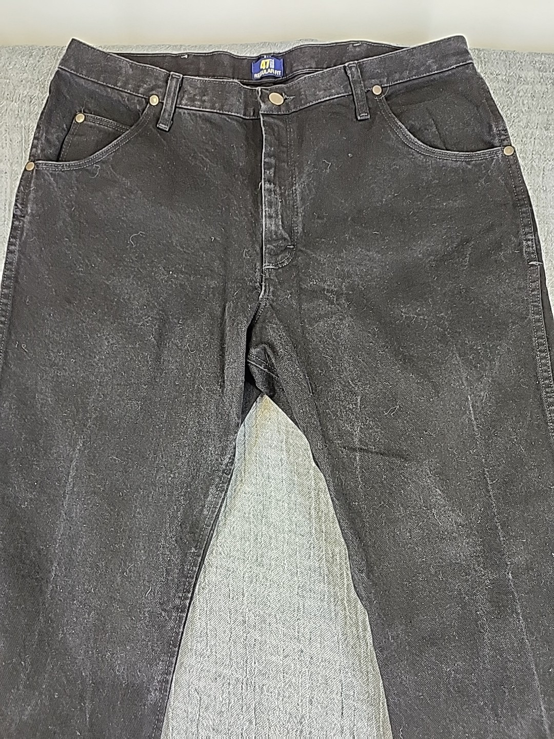Wrangler 47MWZBK Cowboy Cut Regular Fit Jeans Size 38×32 Black Pants Denim