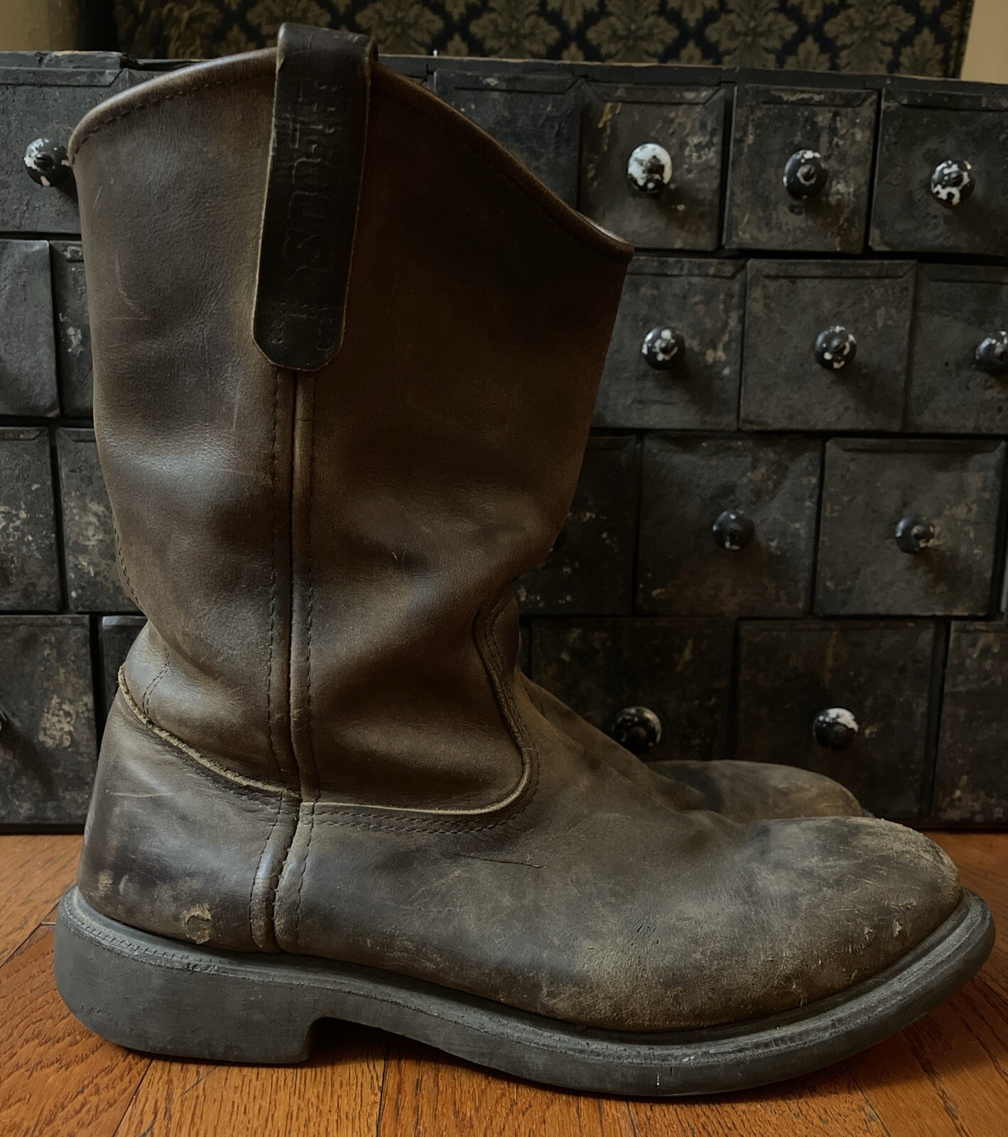Men’s Red Wing 1124 Pecos Cowboy Western Work Boots Brown Leather USA size 12 D