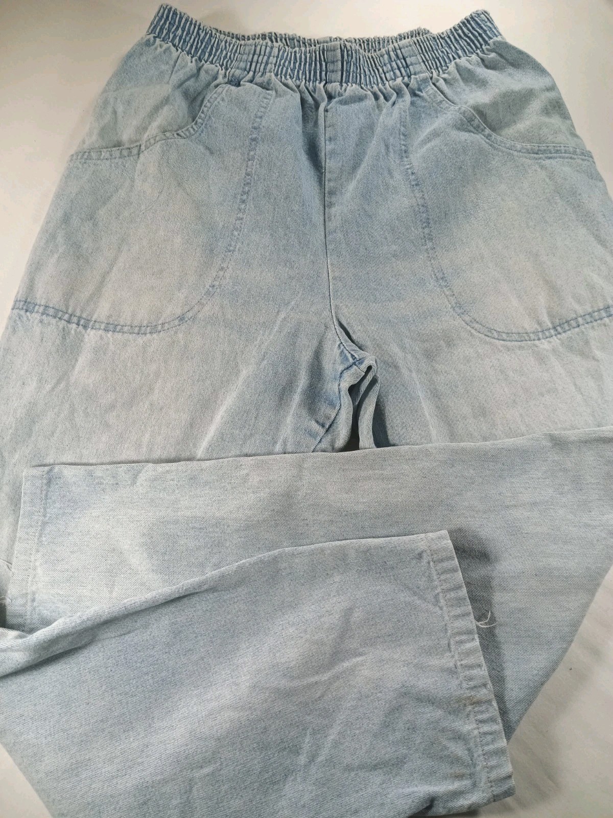 Denim Jeans Women Blue Elastic Waist 26-28 Length 36″
