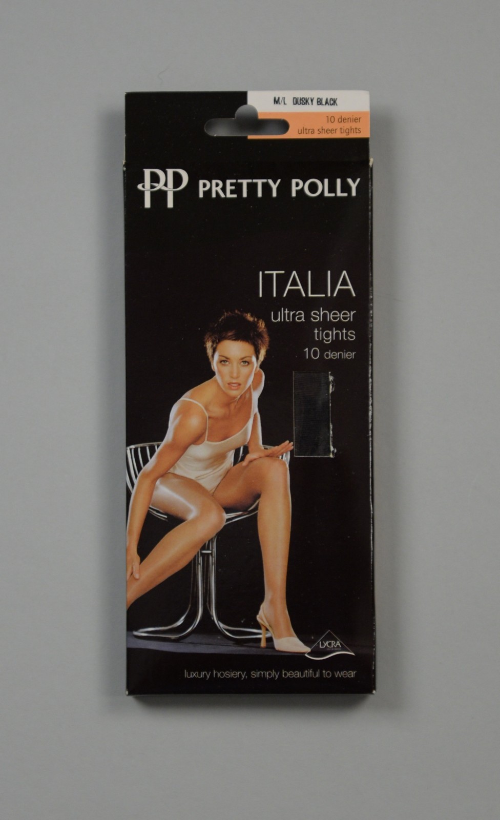 NOS Pretty Polly Italia Ultra Sheer 10 Denier Pantyhose Tights – Dusky Black