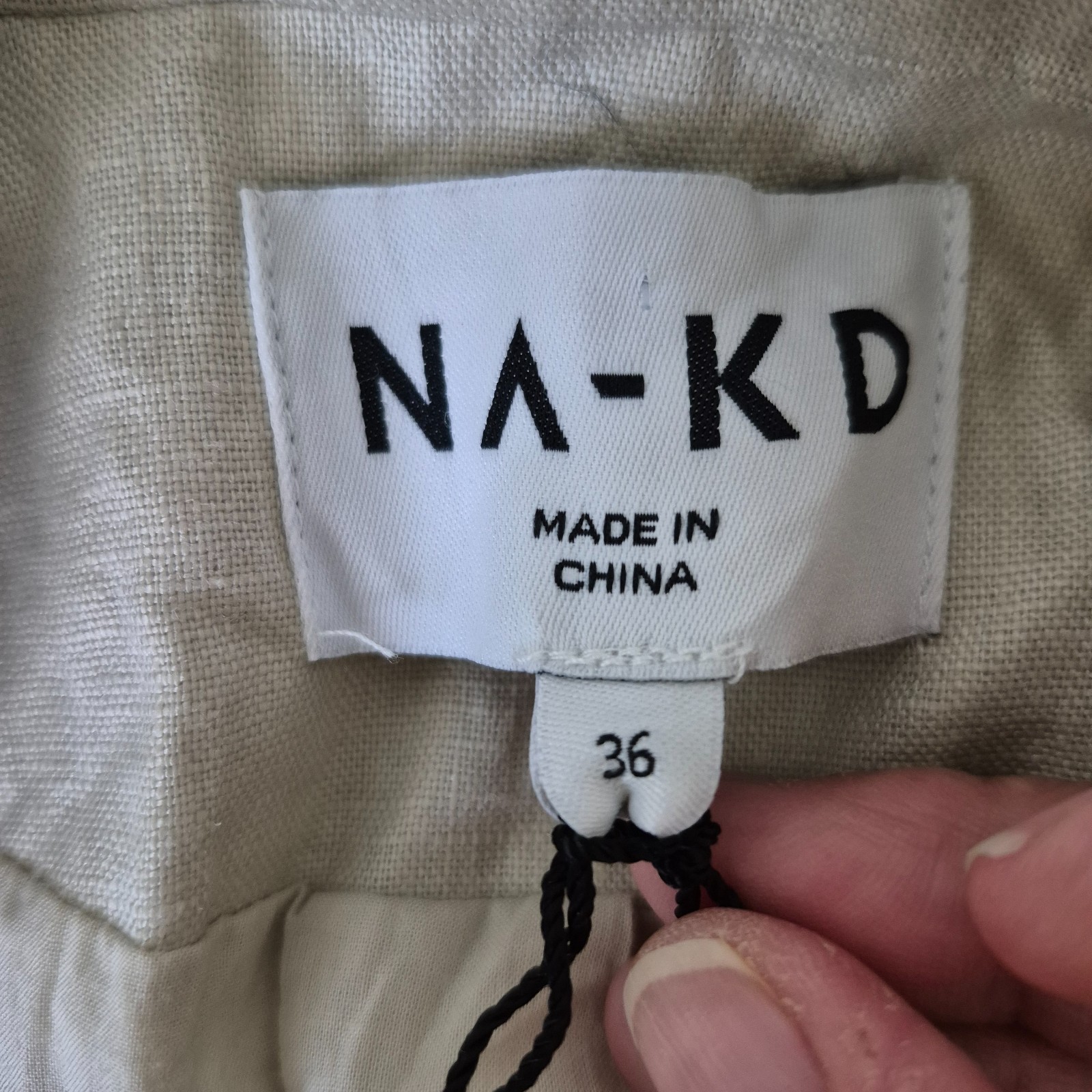 NA-KD 100% Linen Blazer Womens 36 Beige Jacket NEW Preppy