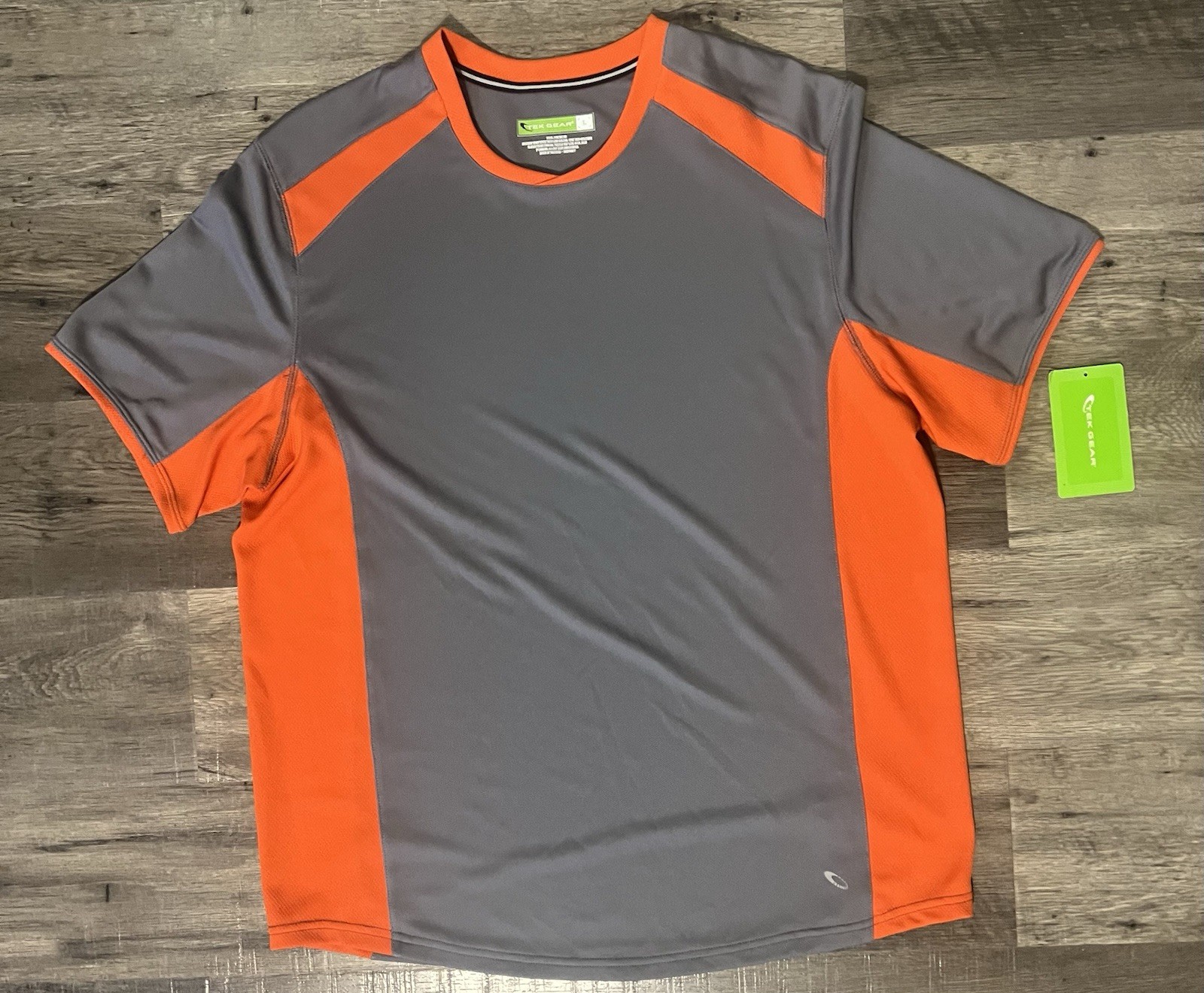 Tek Gear Orange/Gray Wicking Oder Resisting Performance Shirt Men’s Large NWT
