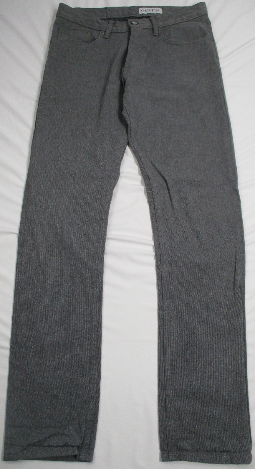 Gustin California Slim Jeans Mens 33×34 Gray Wash Denim Button Fly USA
