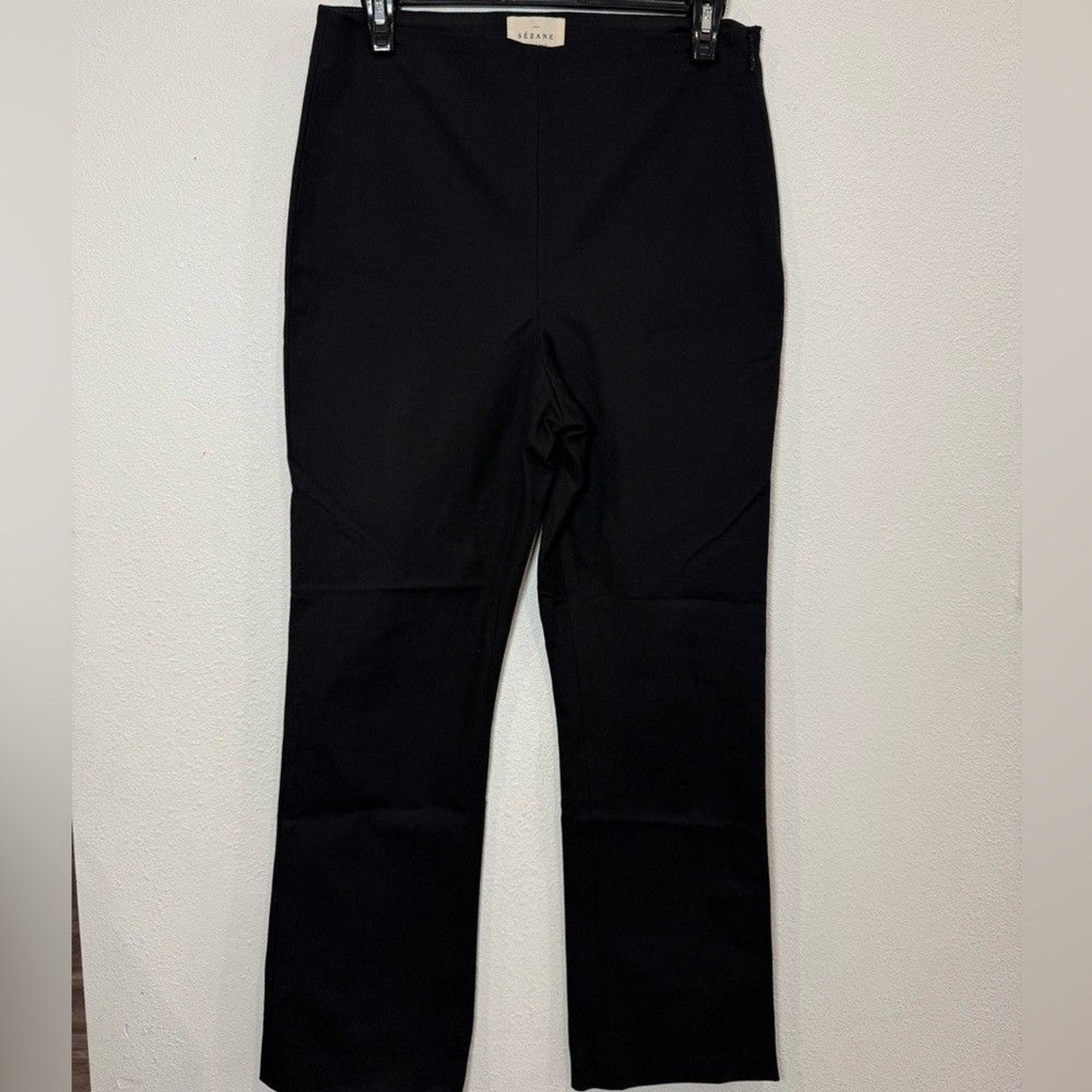 Sézane Black Tailored Straight Leg Pants Size 38 (US 6) Side Zip Chic Parisian