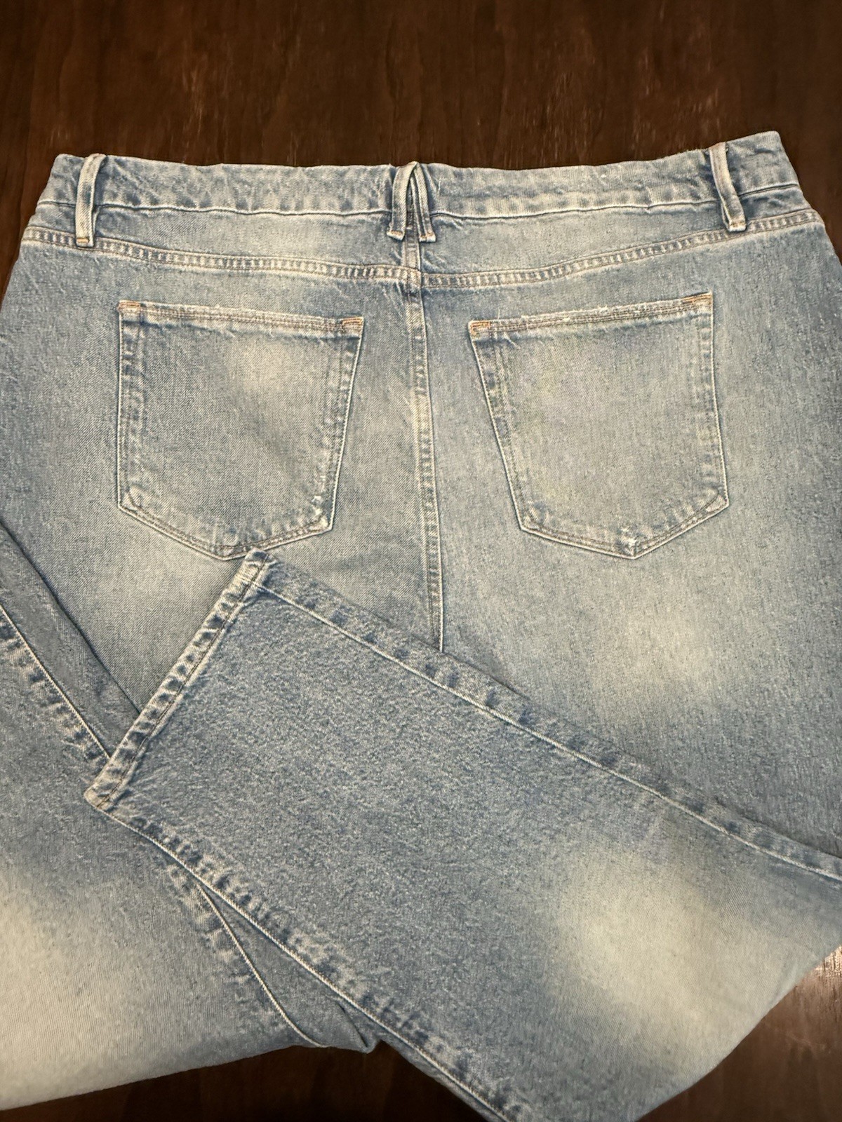 Good American Size 18 Good Classic High Rise Distressed Straight Leg Blue Jeans