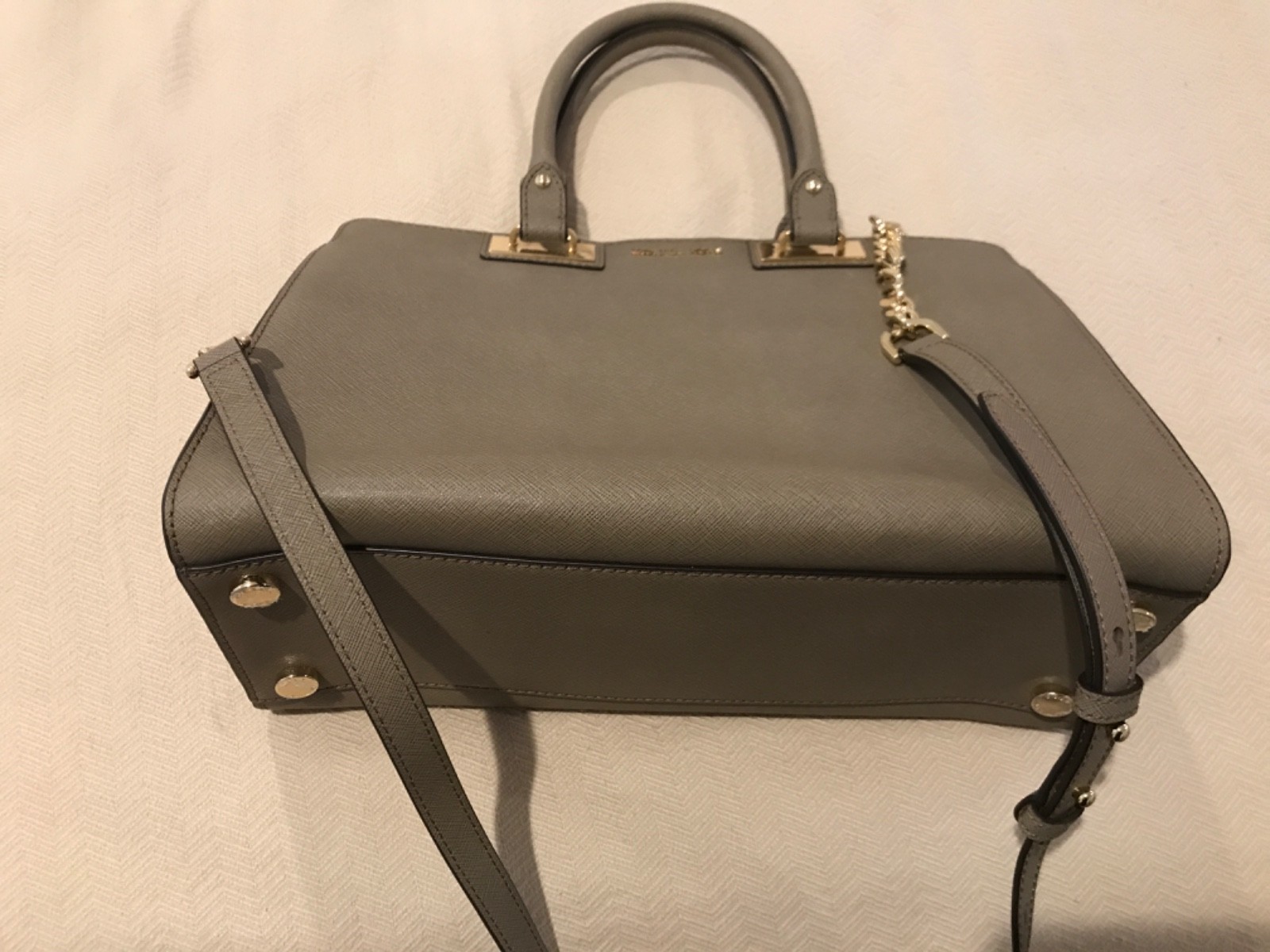 Michael Kors Saffiano Quinn Large Satchel Gold Trim