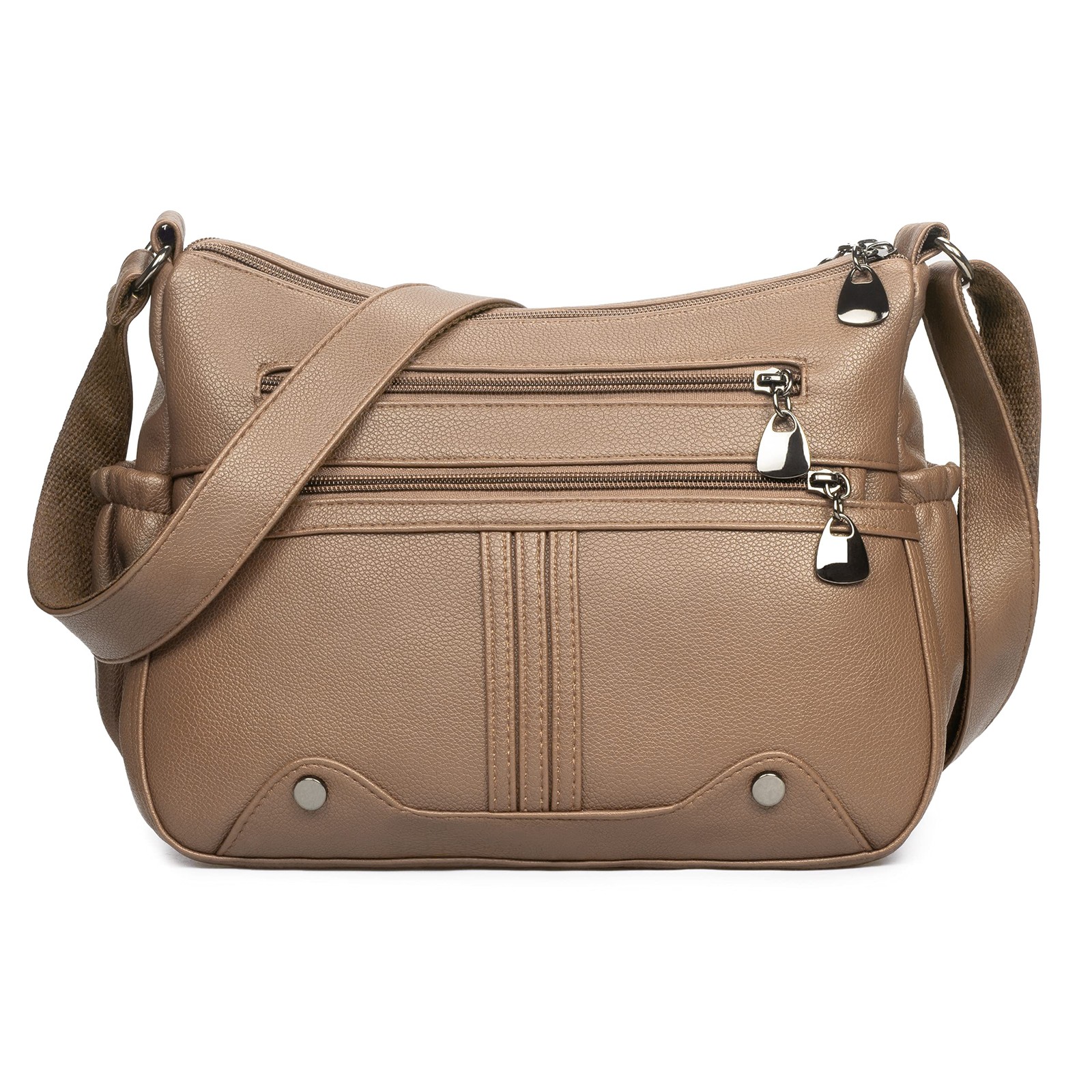 Women Soft PU Leather Shoulder Handbag Multi Pocket Crossbody Bag Ladies Medium